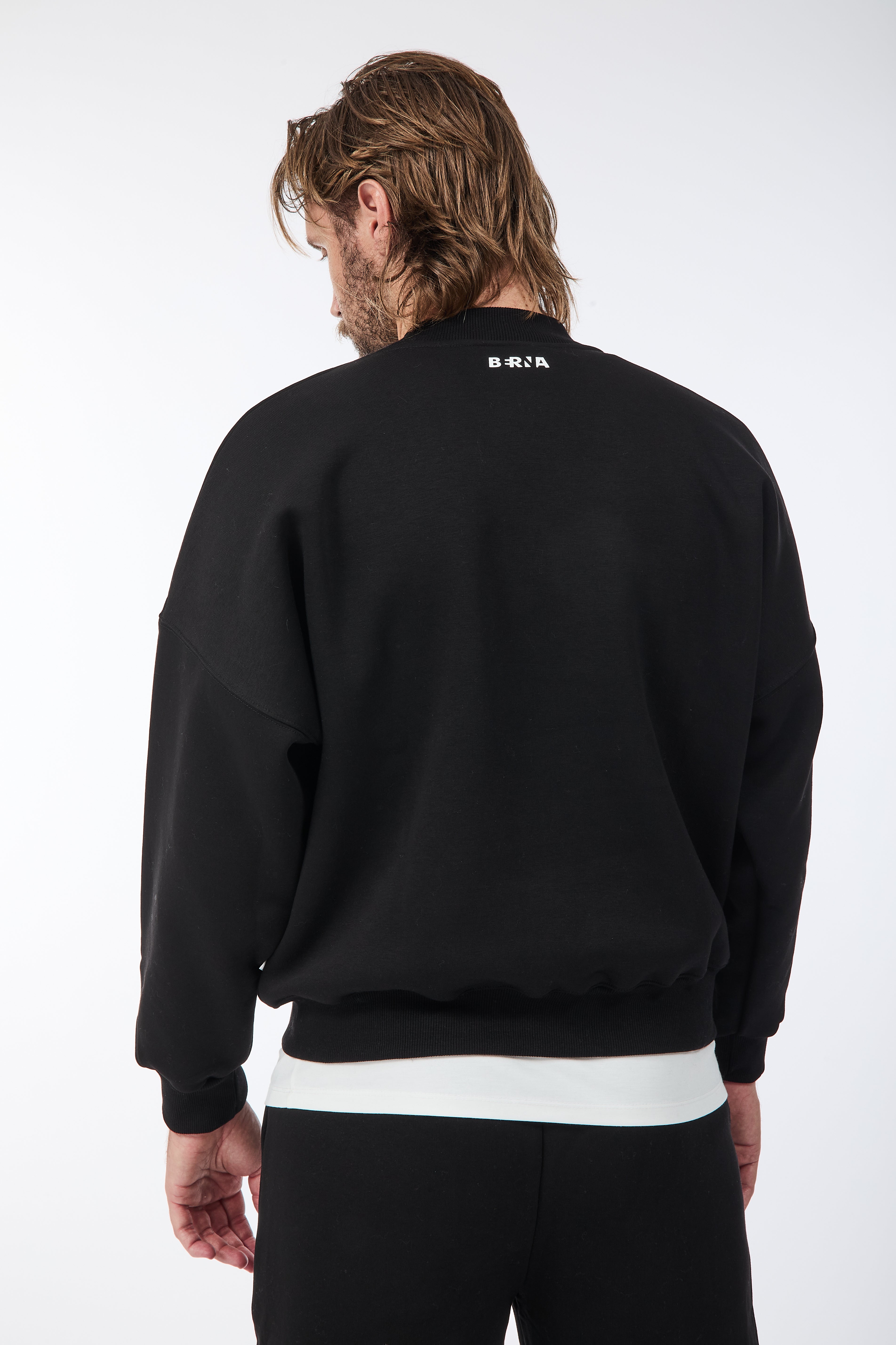 Felpa Berna Girocollo Cropped Nero