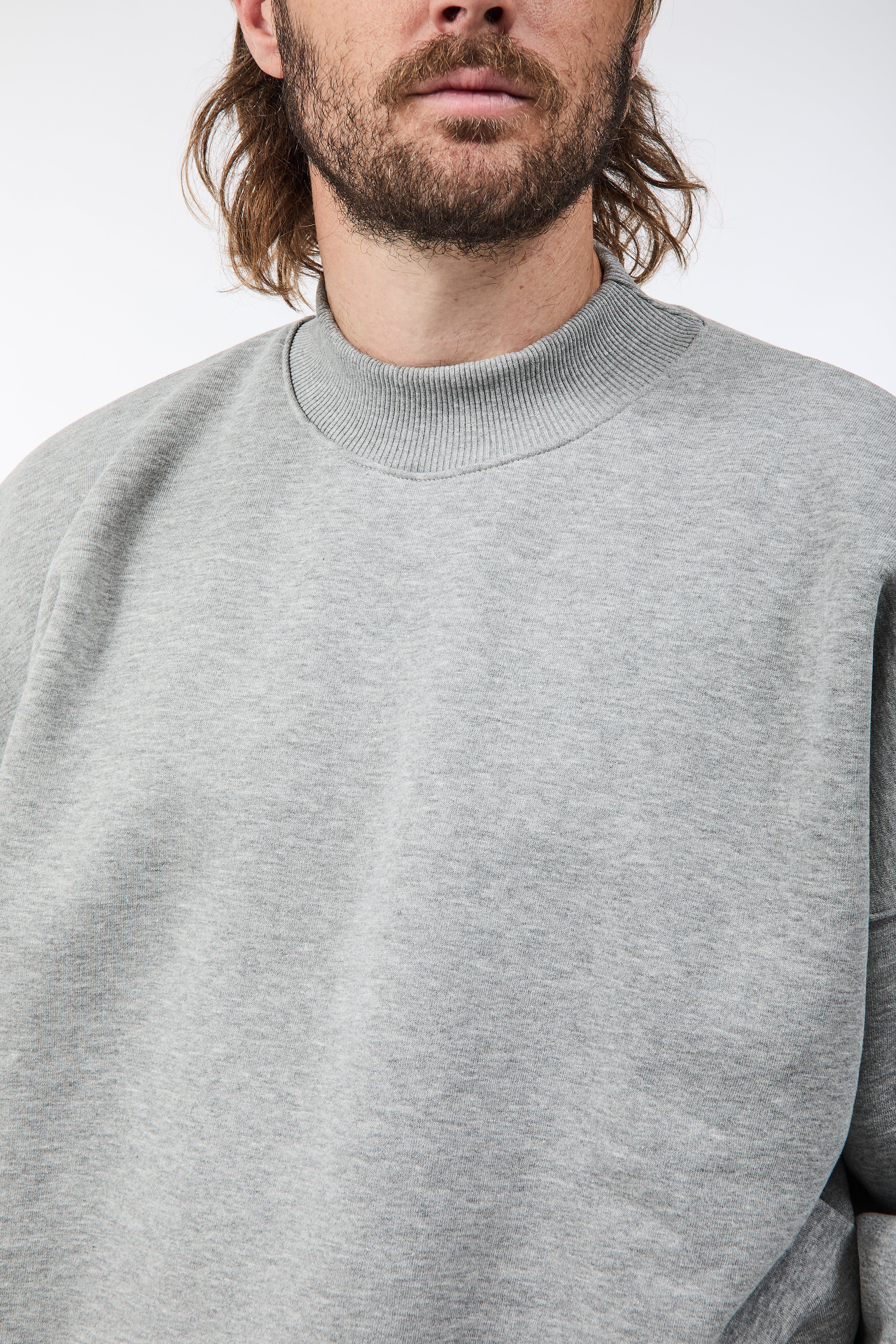 Felpa Berna Girocollo Cropped Grigio