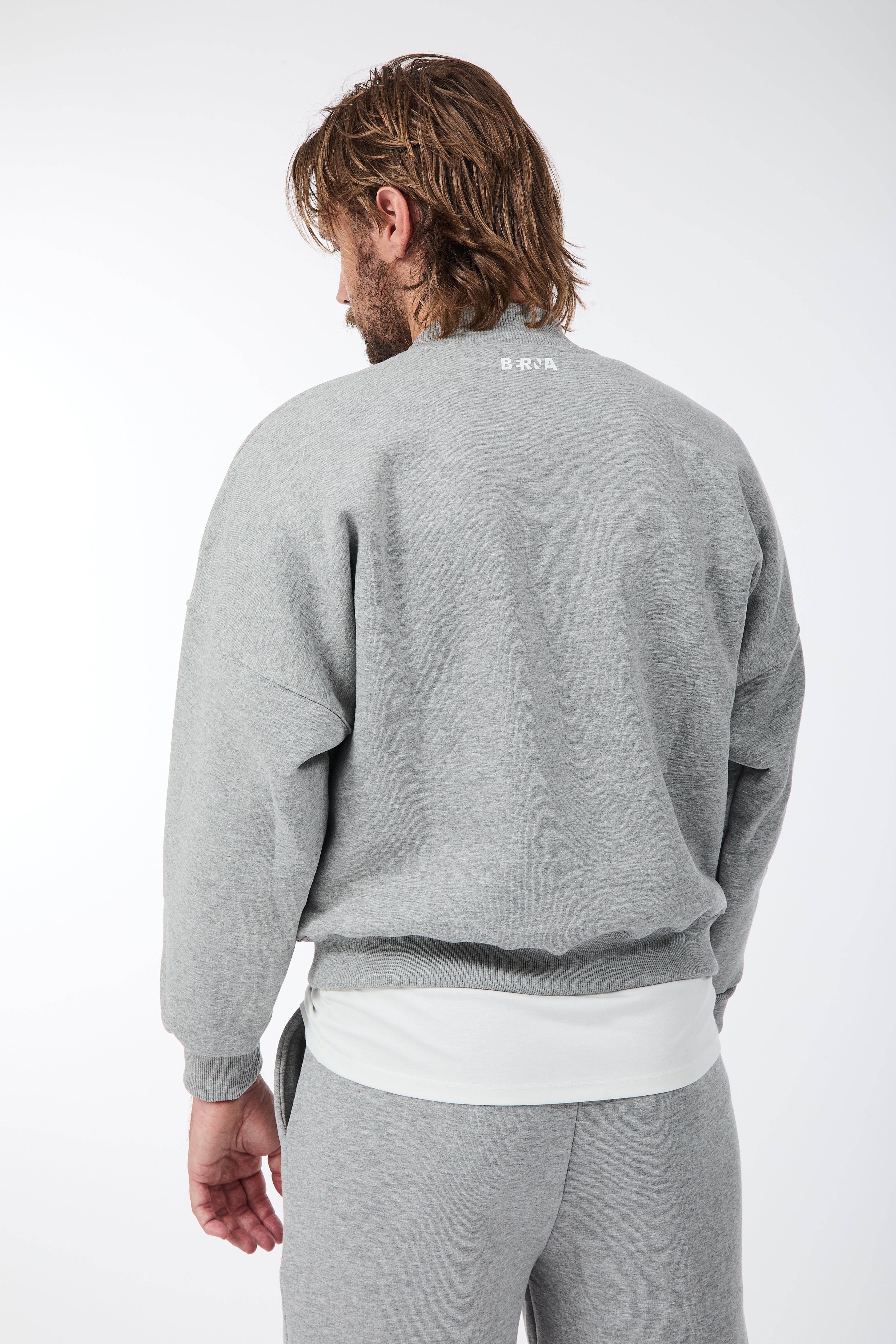 Felpa Berna Girocollo Cropped Grigio