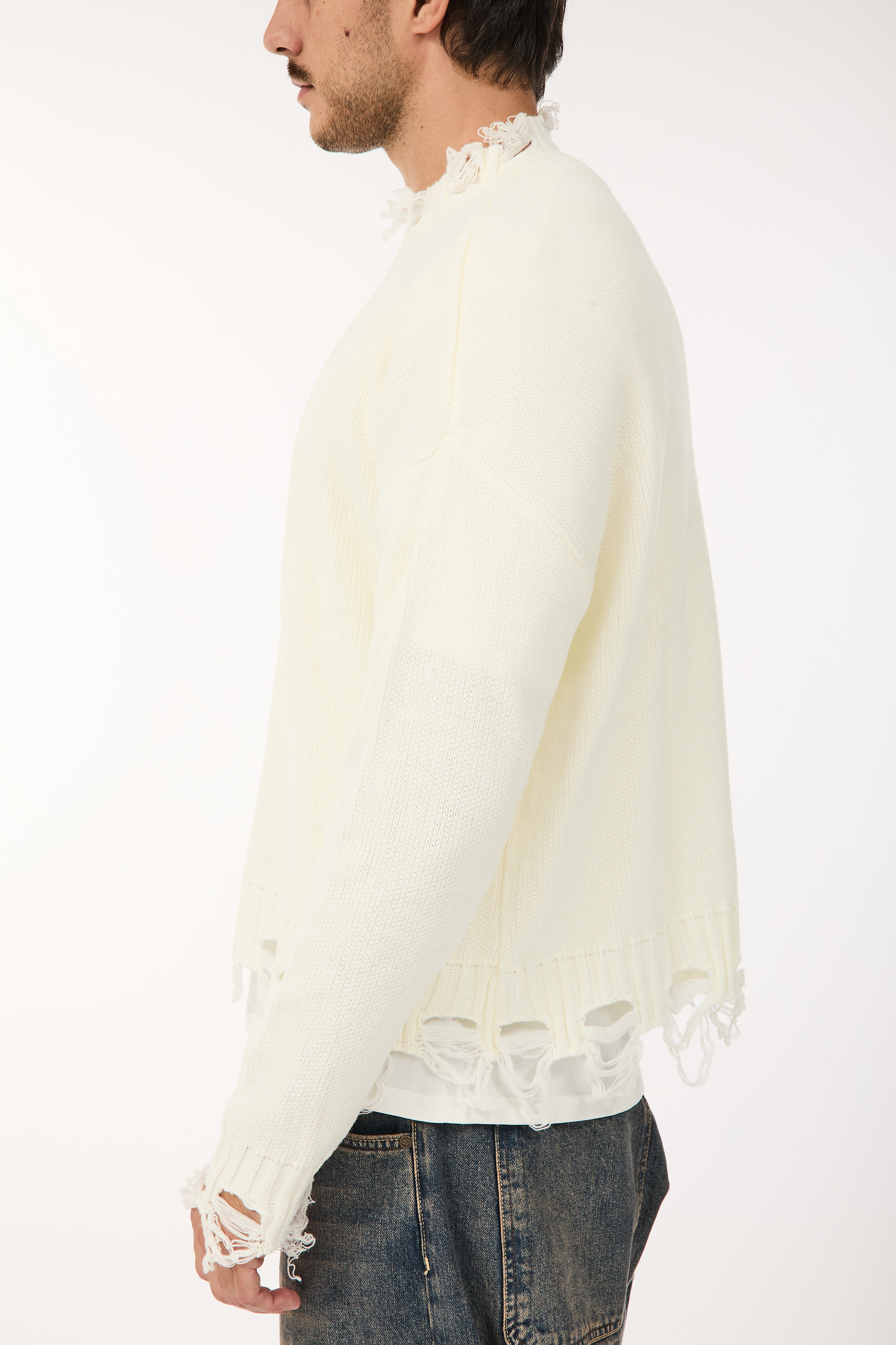 Maglione Over-d Bouclé Cropped Panna M65