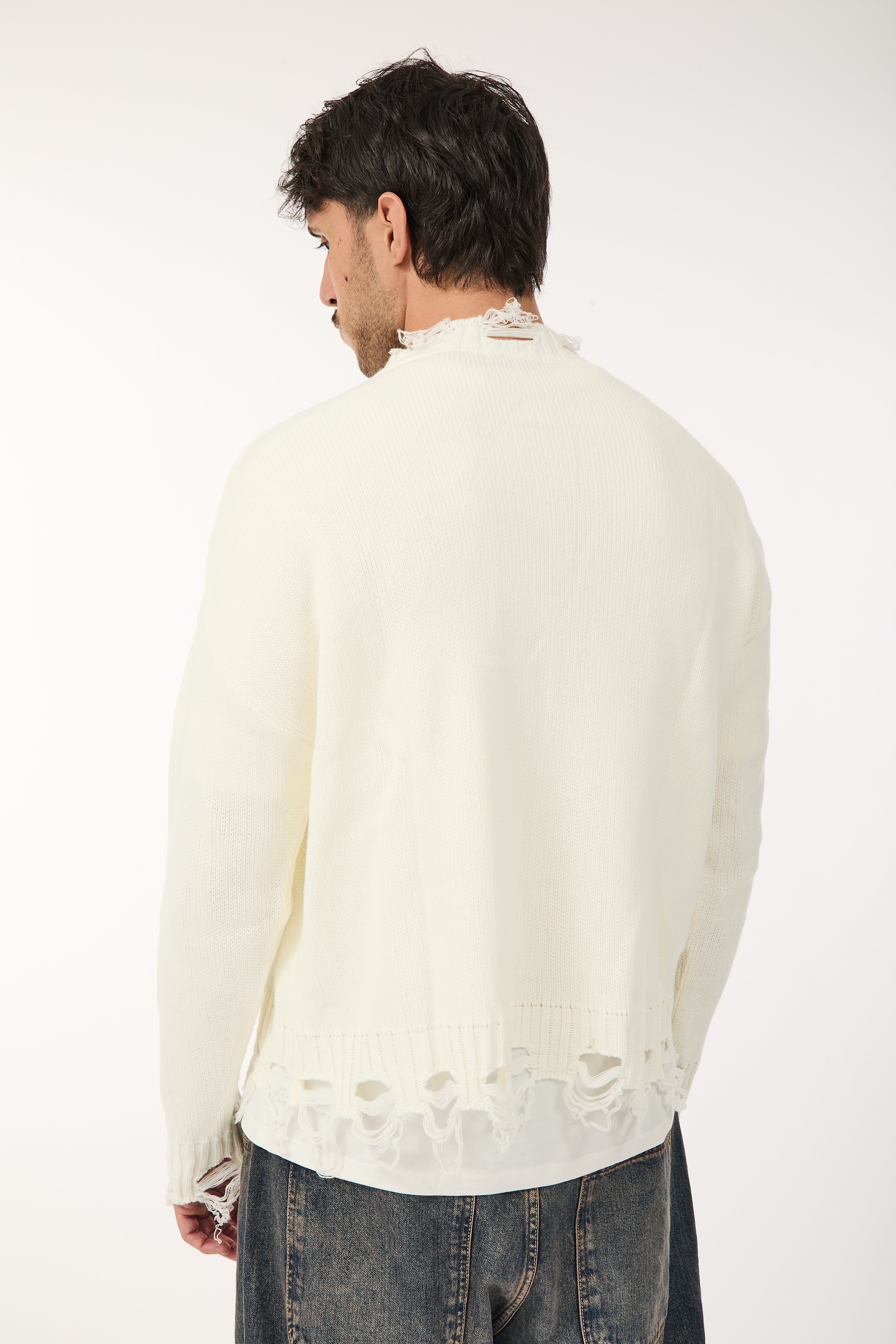Maglione Over-d Bouclé Cropped Panna M65