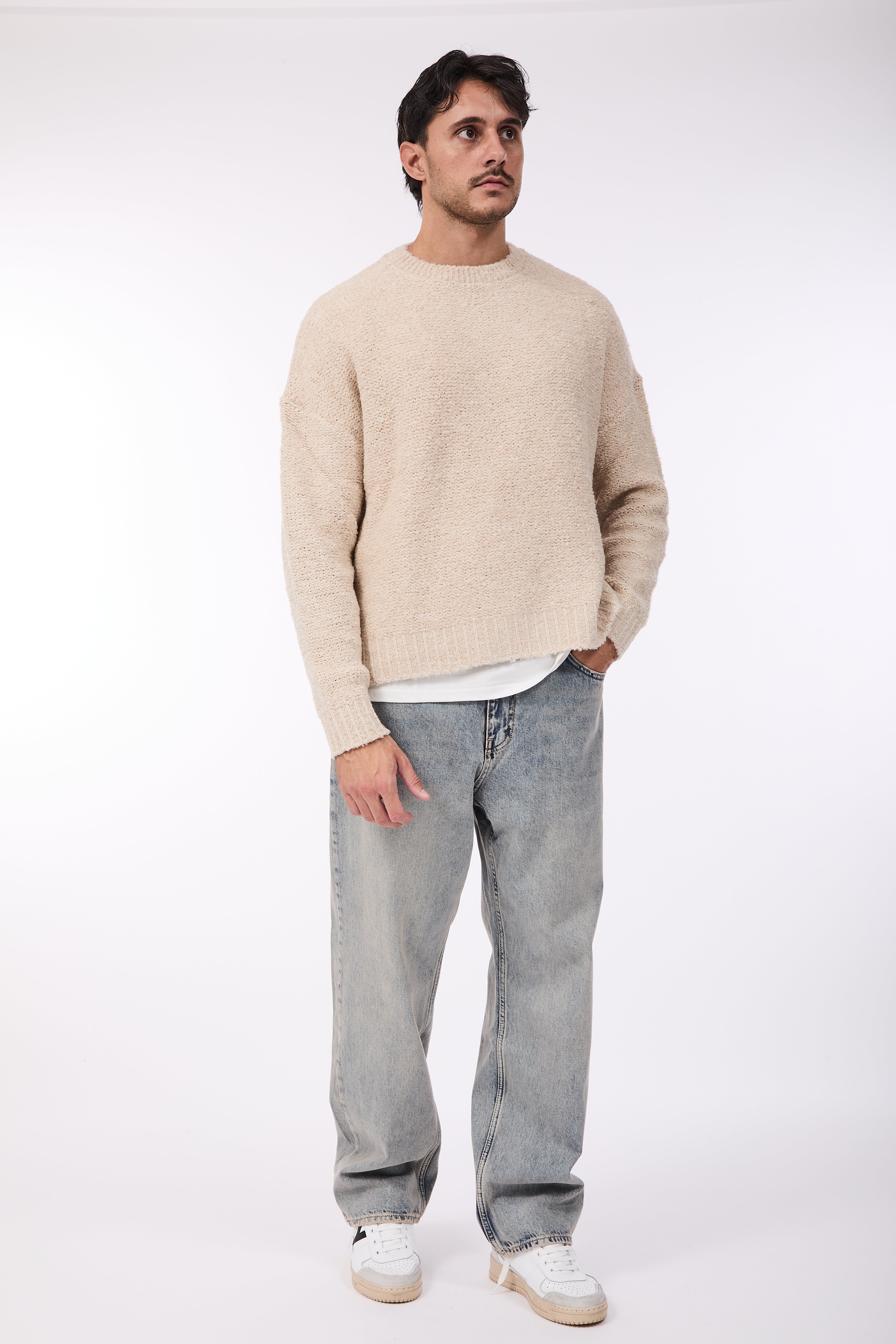 Maglione Over-d Bouclé Cropped Corda M65