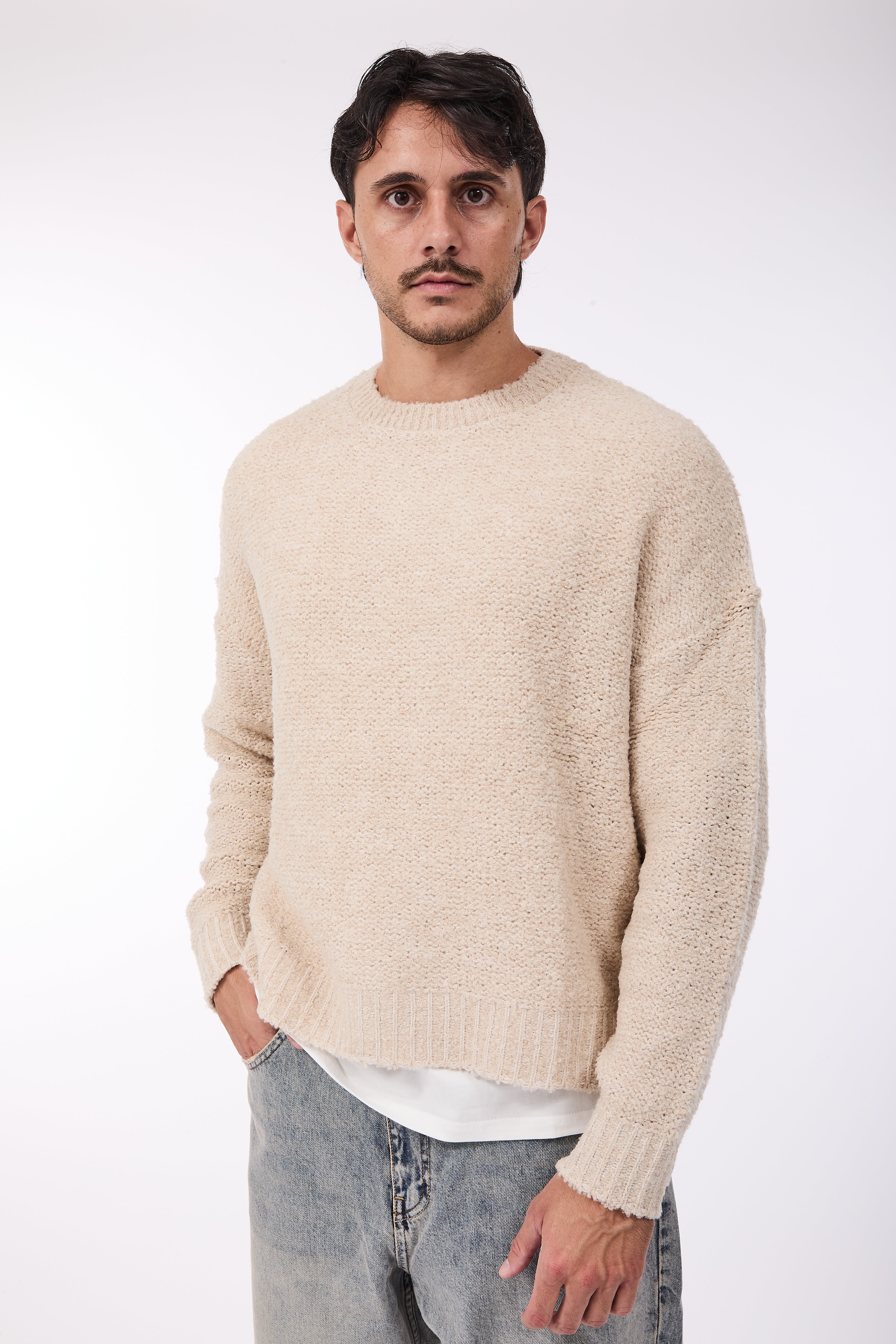 Maglione Over-d Bouclé Cropped Corda M65
