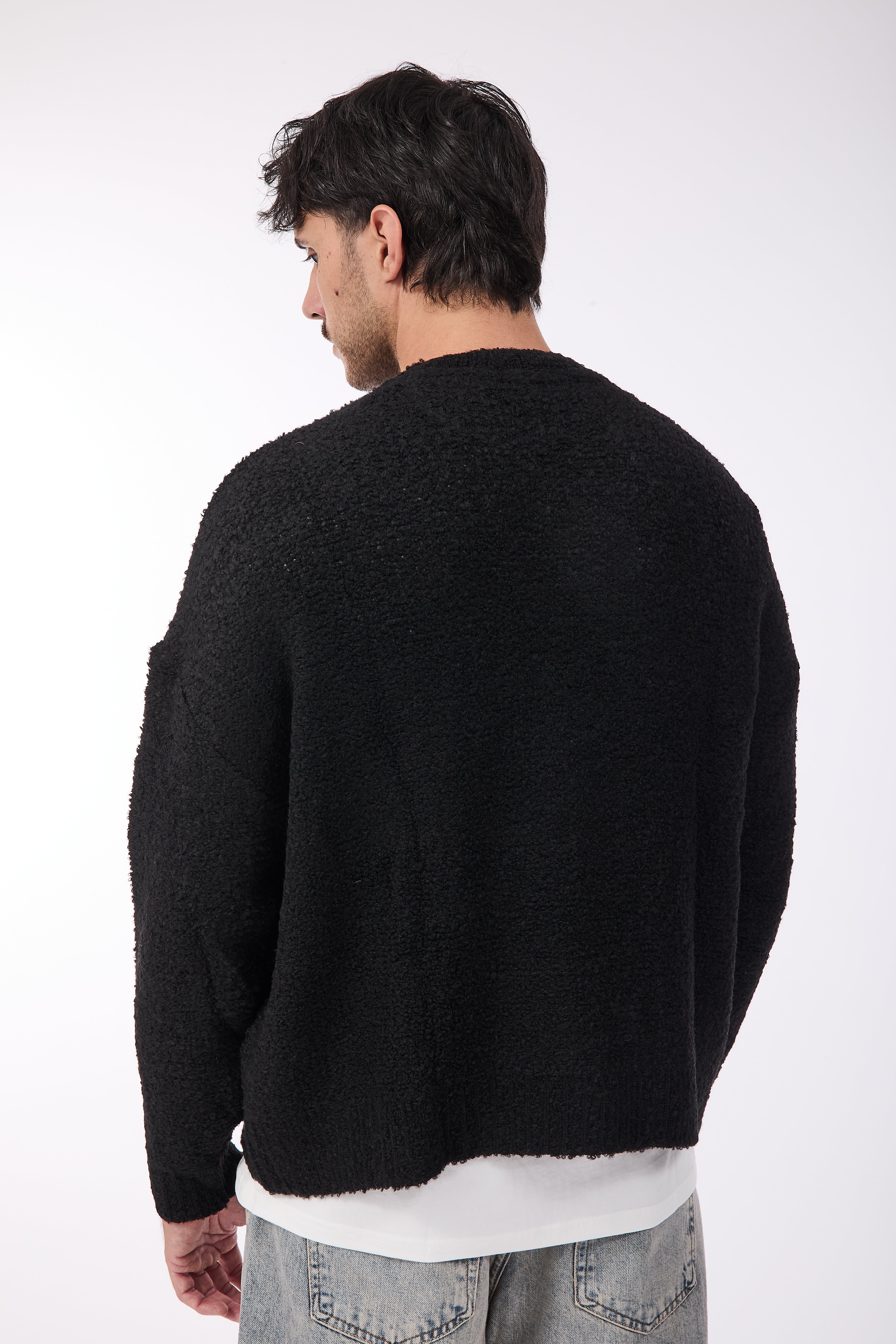 Maglione Over-d Bouclé Cropped Nero M65