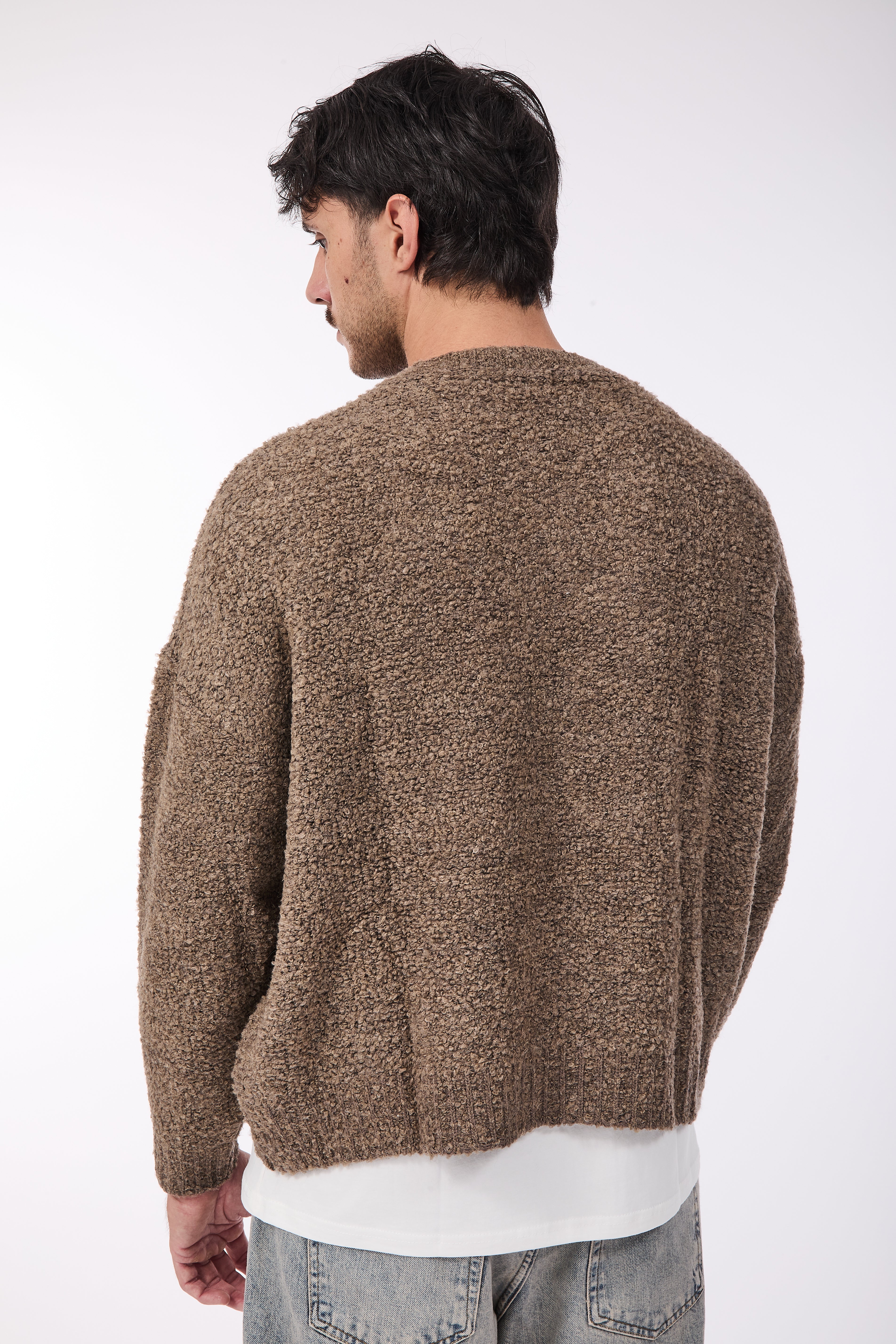 Maglione Over-d Bouclé Cropped Fango M65