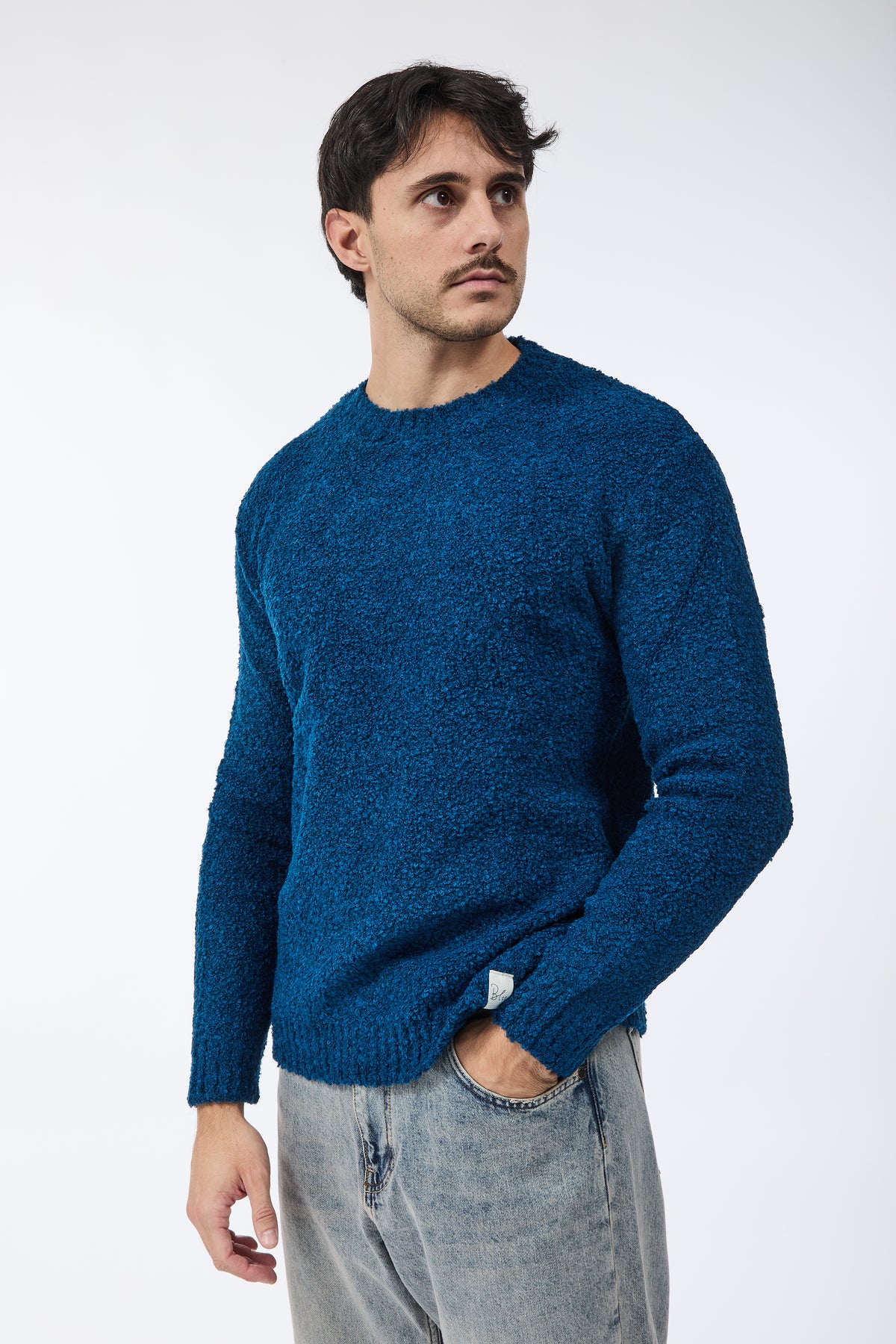 Maglione Block Eleven Bouclè Blu