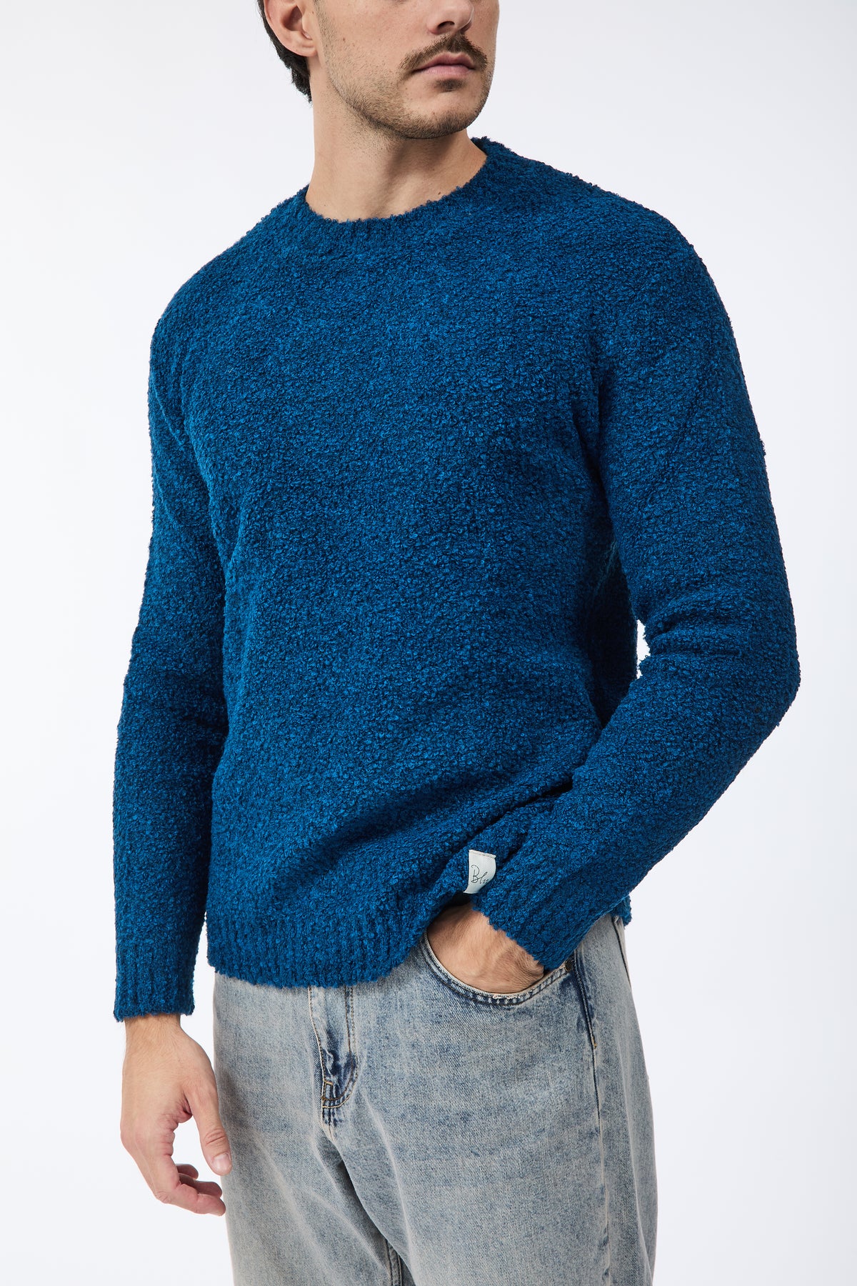 Maglione Block Eleven Bouclè Blu