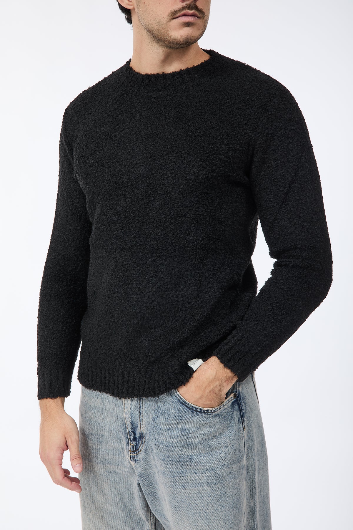 Maglione Block Eleven Bouclè Nero
