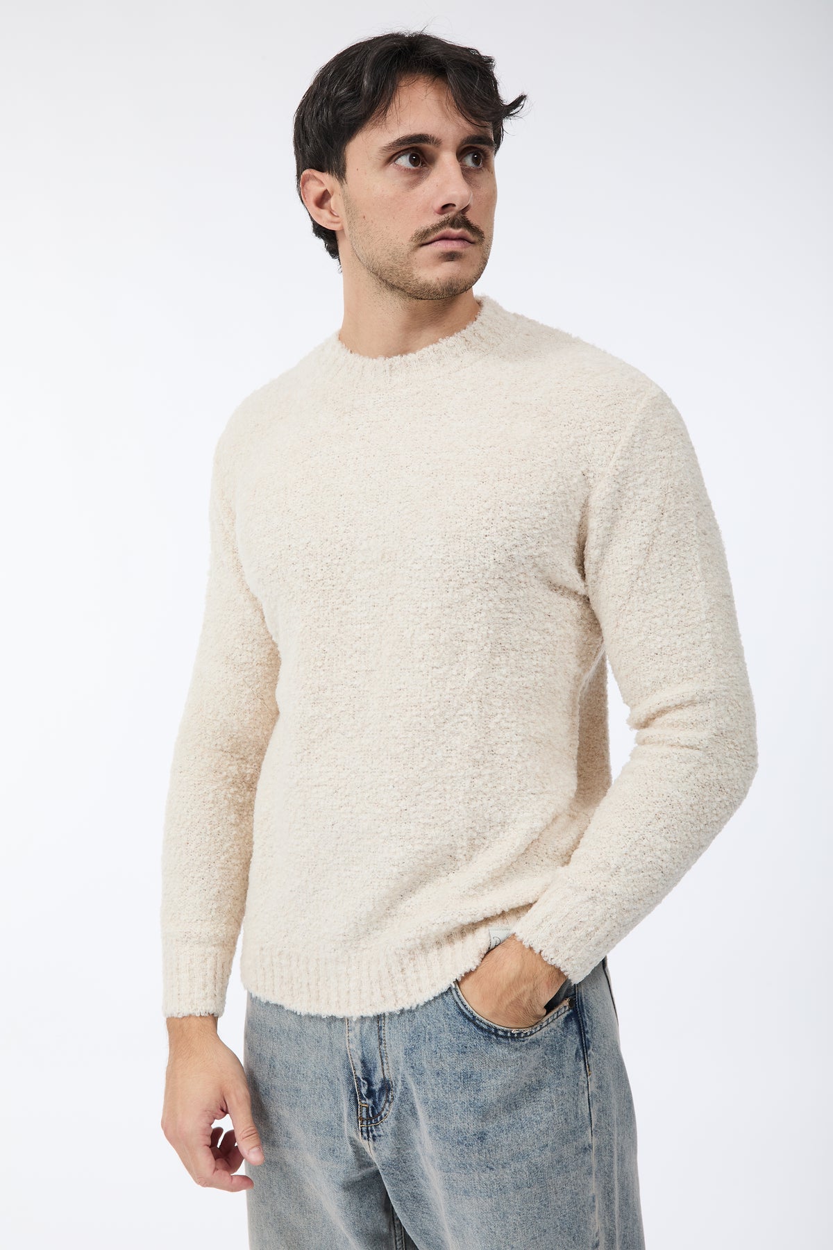 Maglione Block Eleven Bouclè Ecrù
