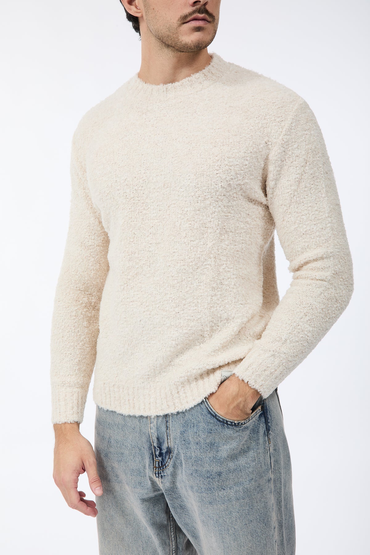 Maglione Block Eleven Bouclè Ecrù