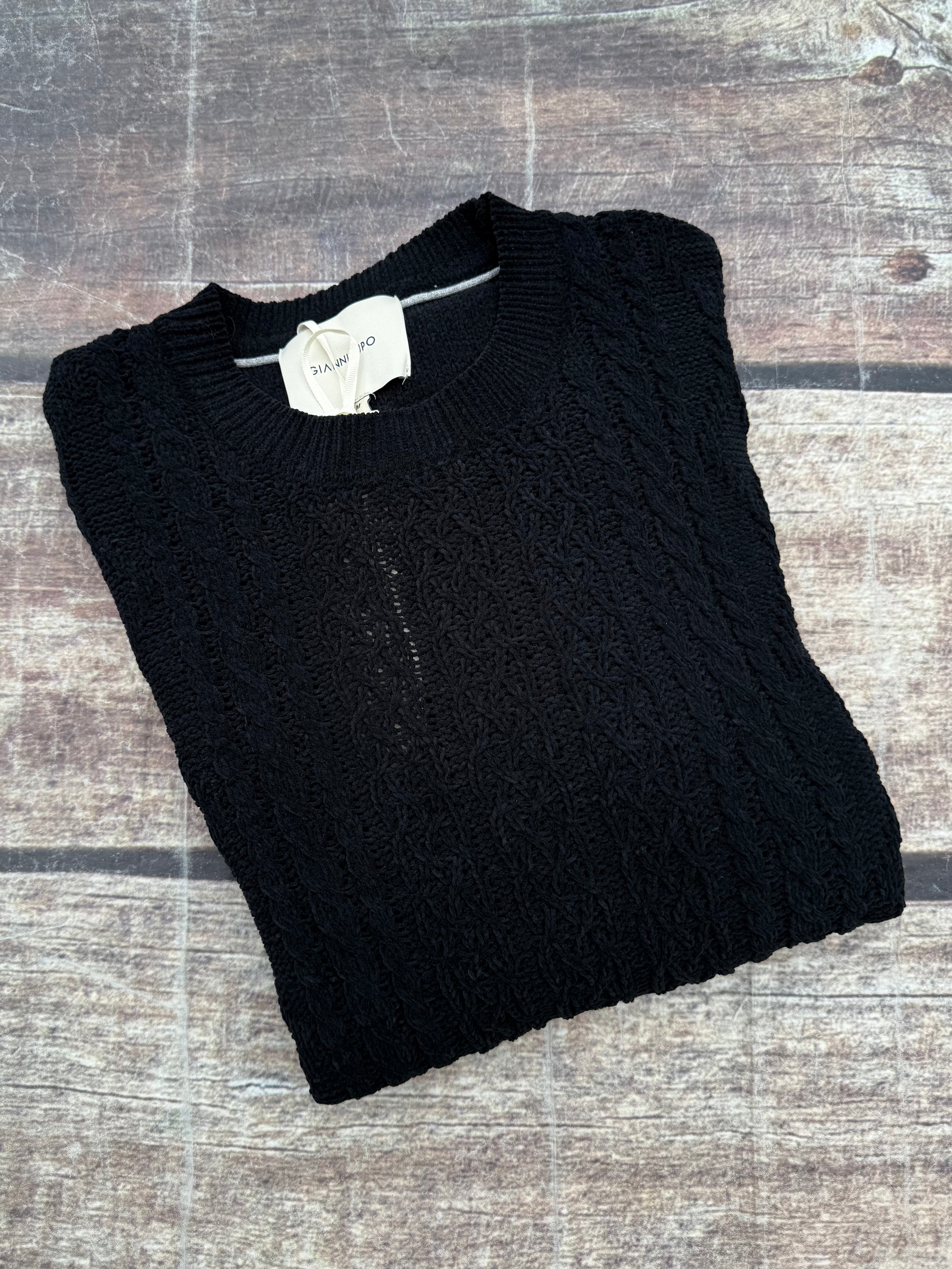 Maglione Gianni Lupo Trecce Ciniglia Nero 522 (12269278724436)