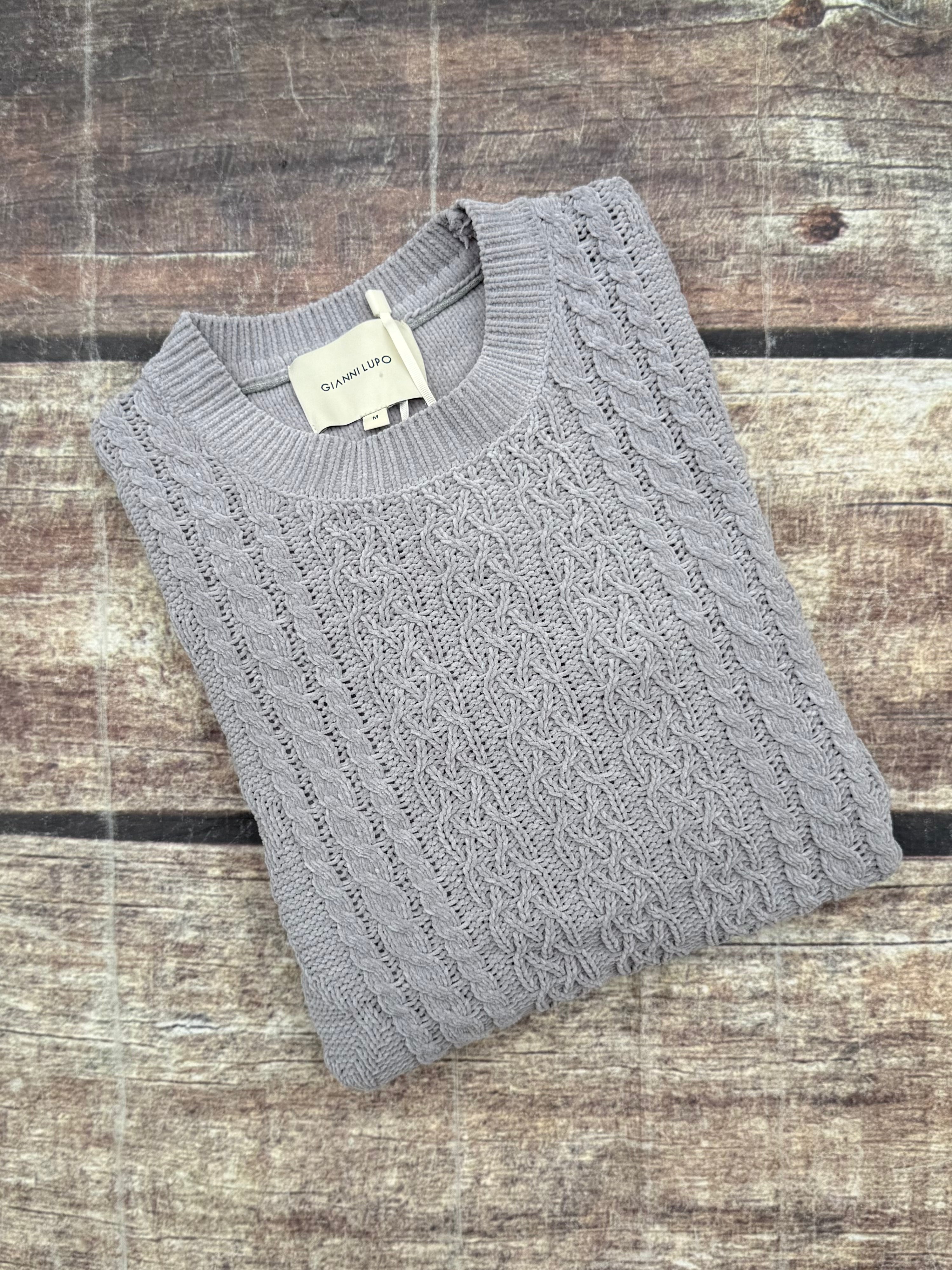 Maglione Gianni Lupo Trecce Ciniglia Grigio 522 (12269153157460)