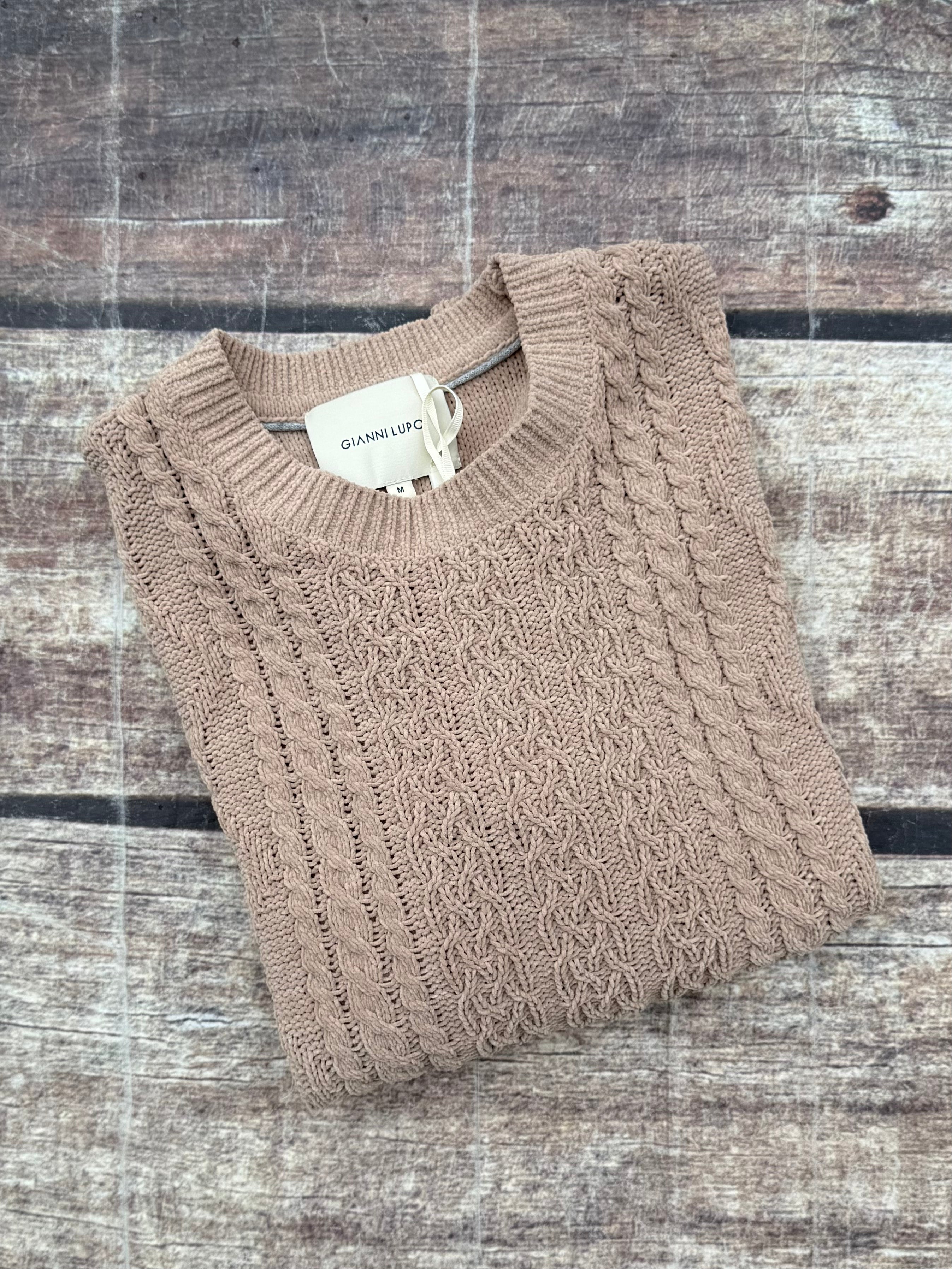 Maglione Gianni Lupo Trecce Ciniglia Beige 522 (12269286883668)