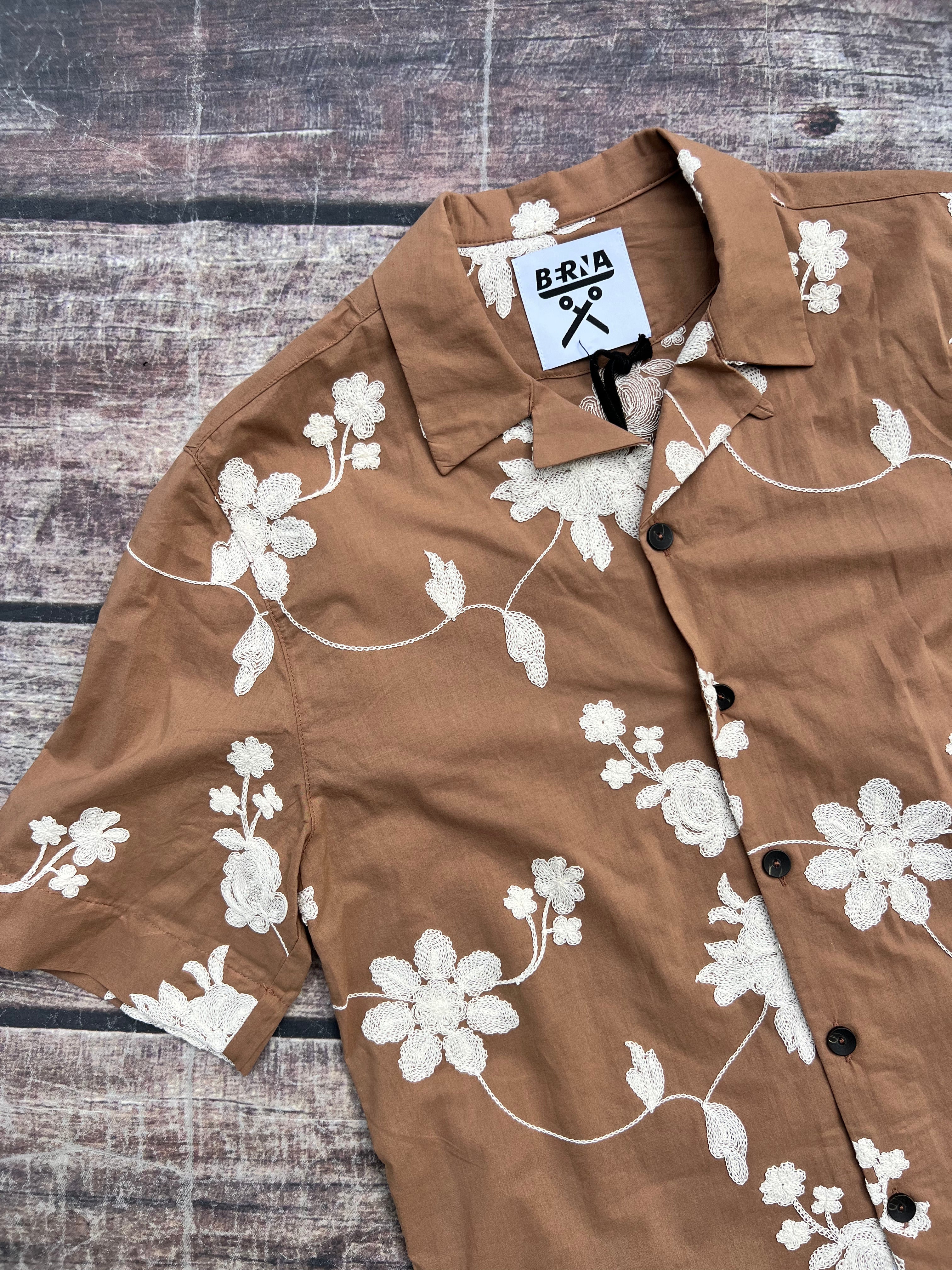 Camicia Berna Fiori Beige 112 (9097840001364)