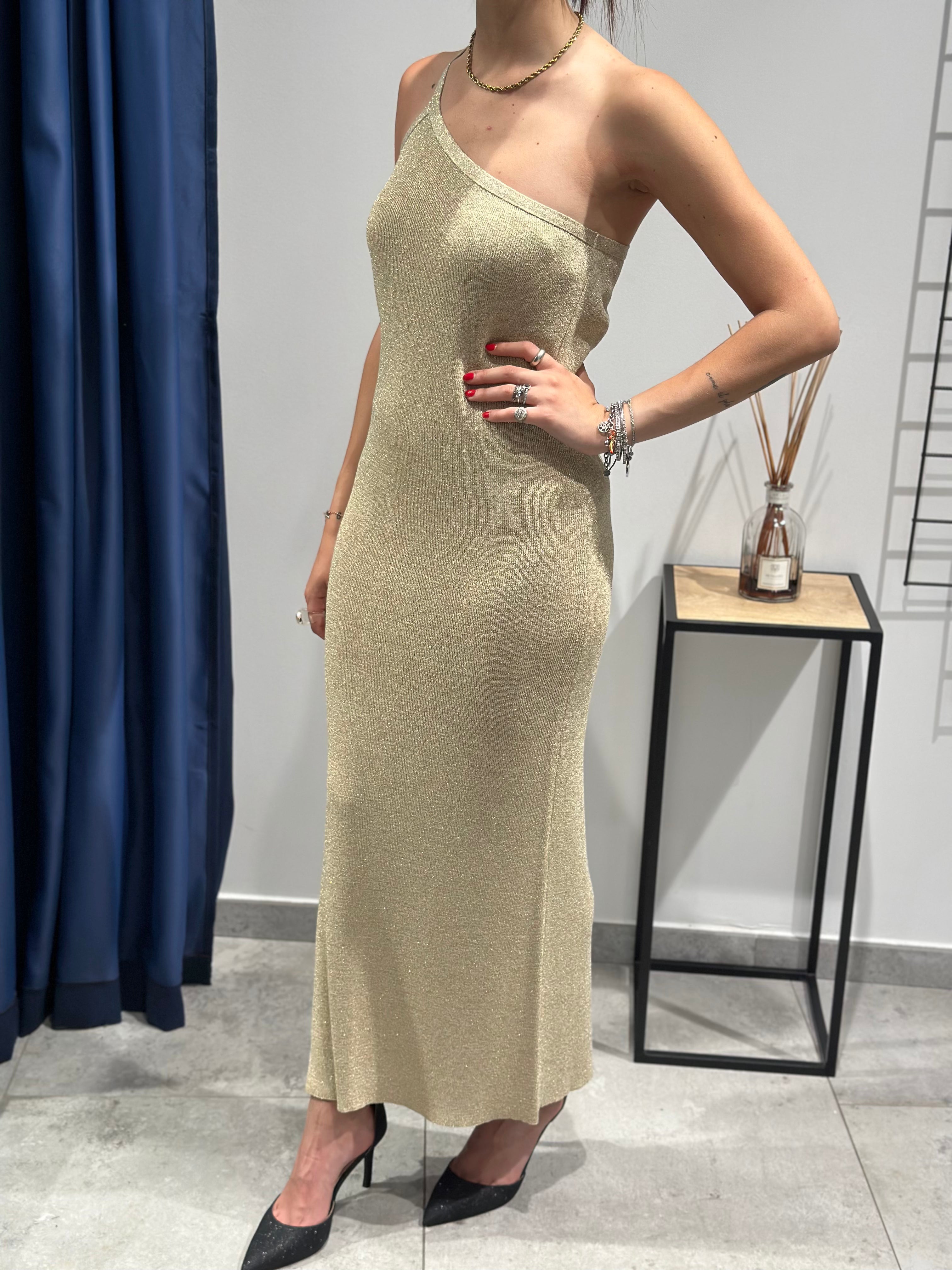 Abito Kontatto Monospalla Lurex Oro (12061778051412)