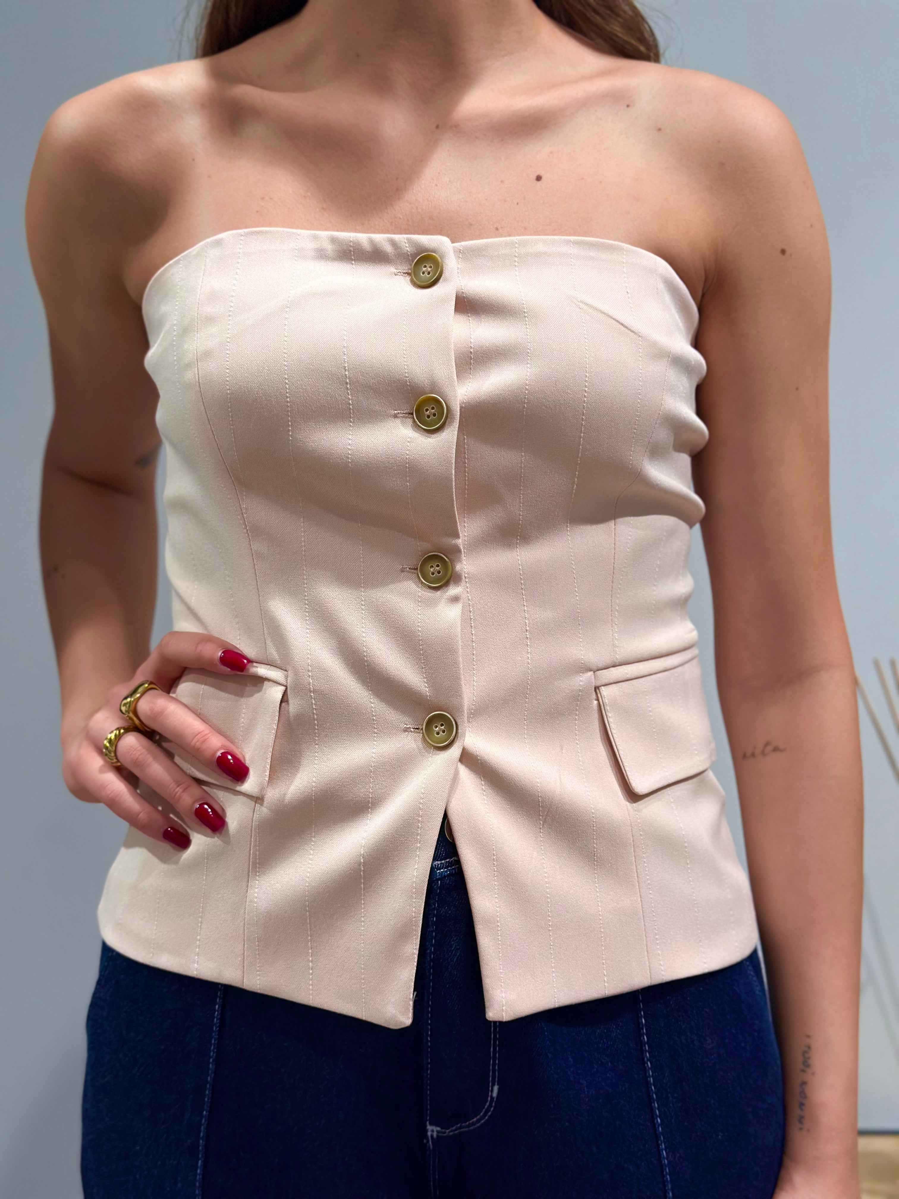 Top Berna Bustier Gessato Cipria (12068531208532)