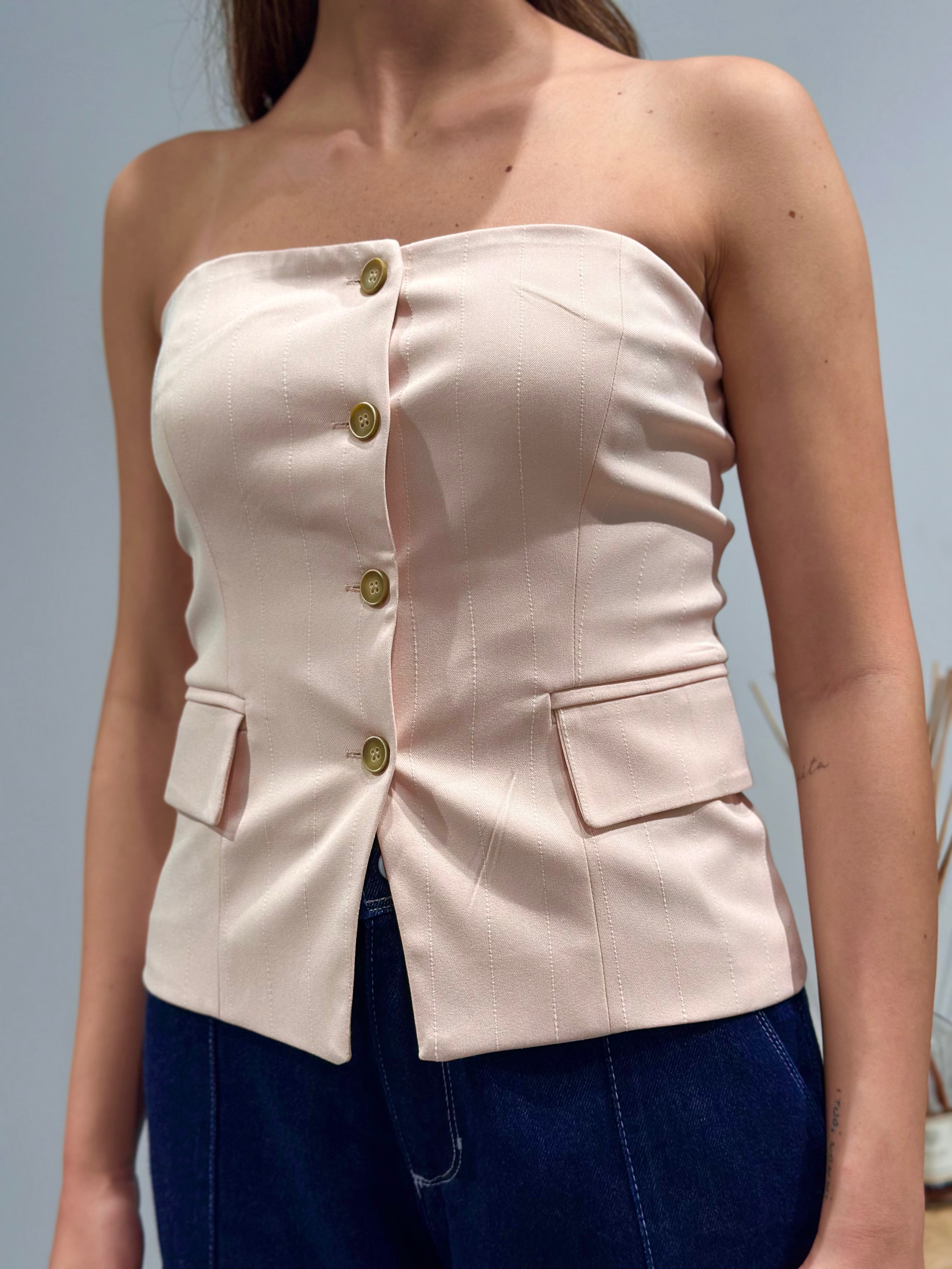 Top Berna Bustier Gessato Cipria (12068531208532)