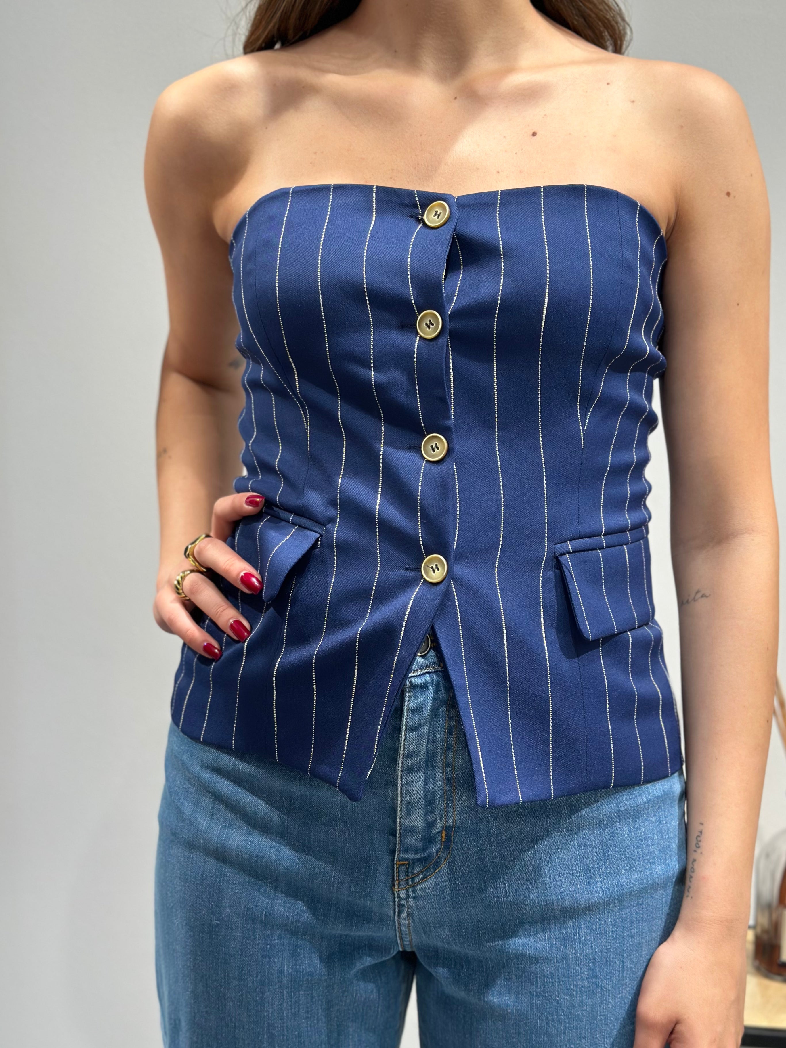Top Berna Bustier Gessato Navy (12068535894356)