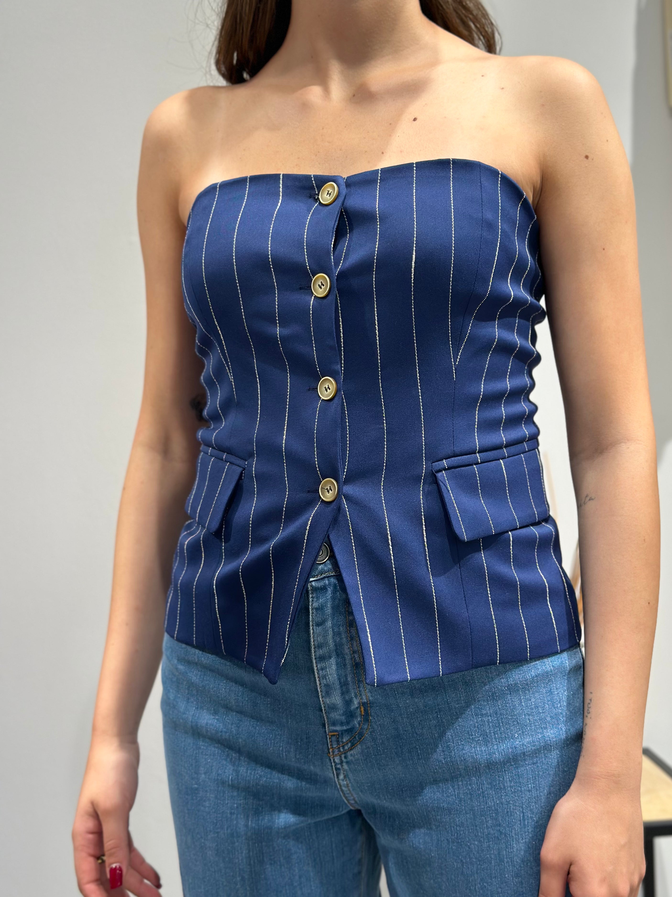 Top Berna Bustier Gessato Navy (12068535894356)