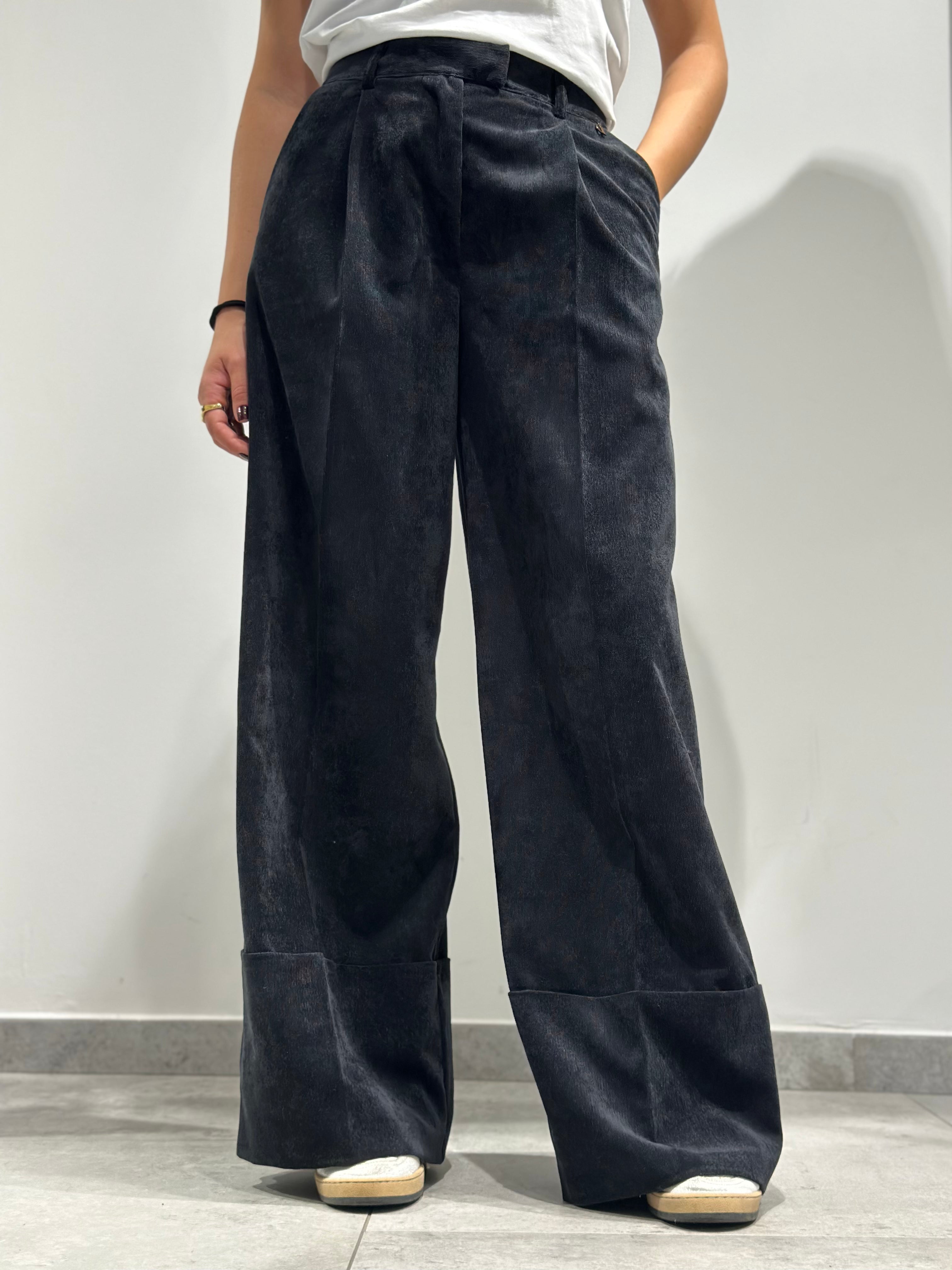 Pantalone Dixie Velluto Risvolto Nero (12260611293524)