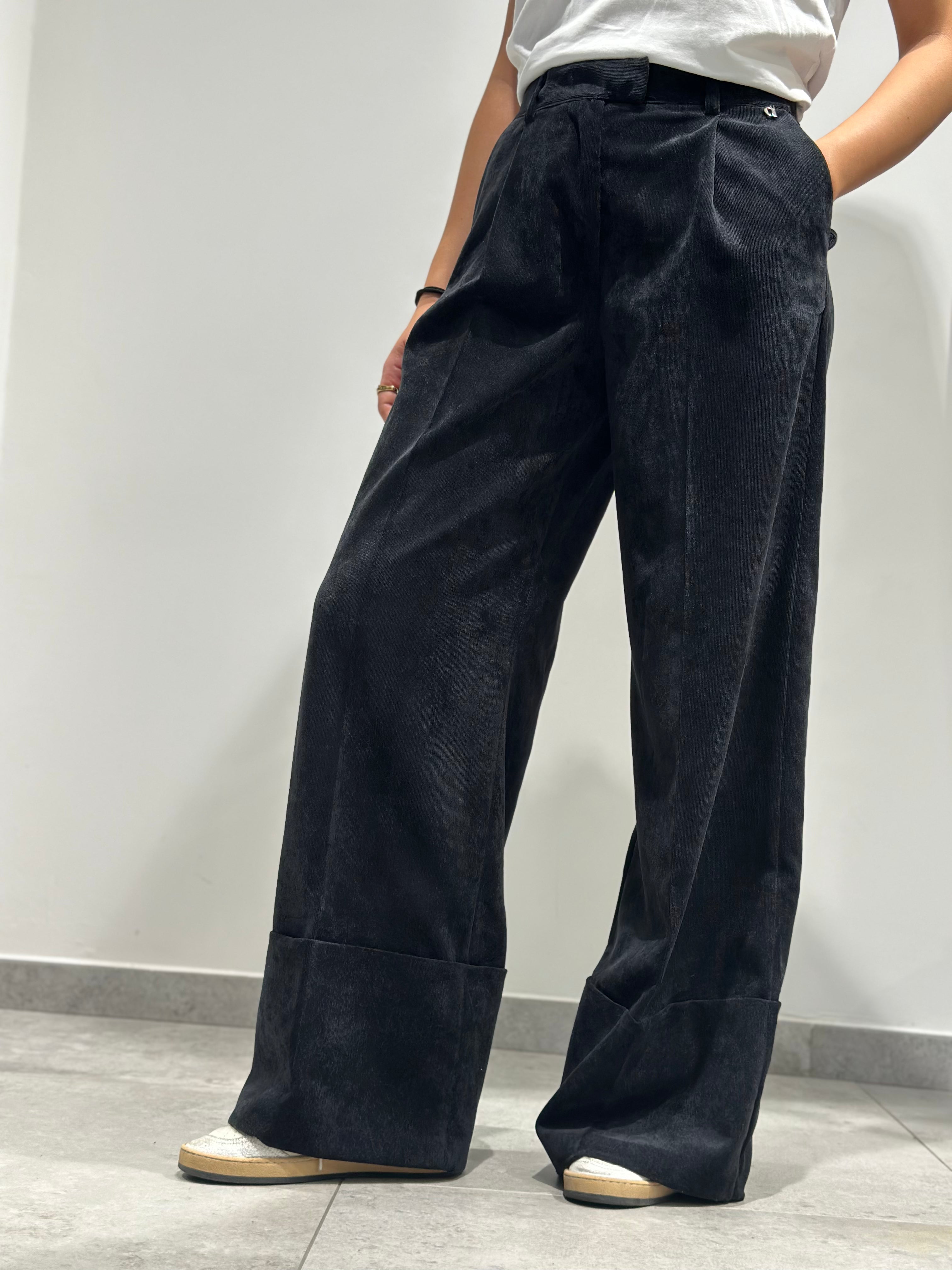 Pantalone Dixie Velluto Risvolto Nero (12260611293524)