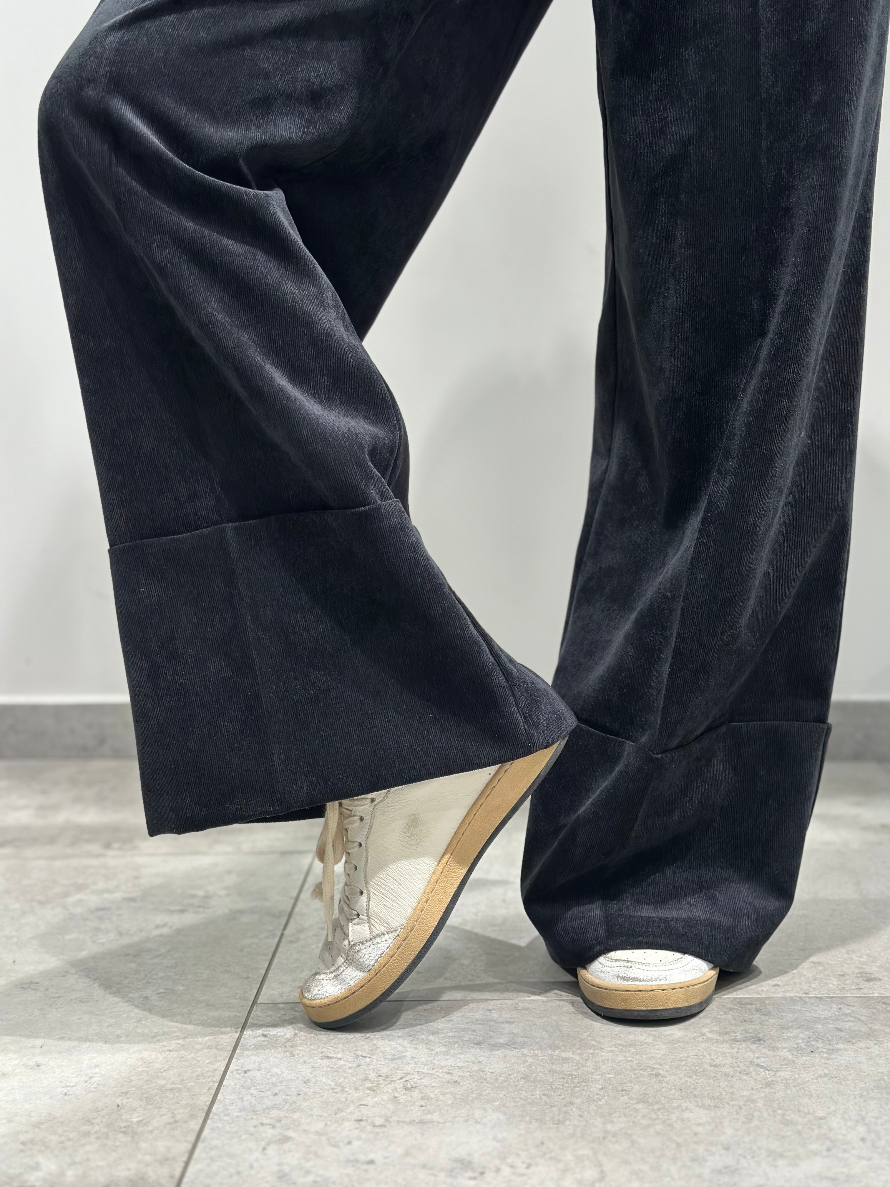 Pantalone Dixie Velluto Risvolto Nero (12260611293524)