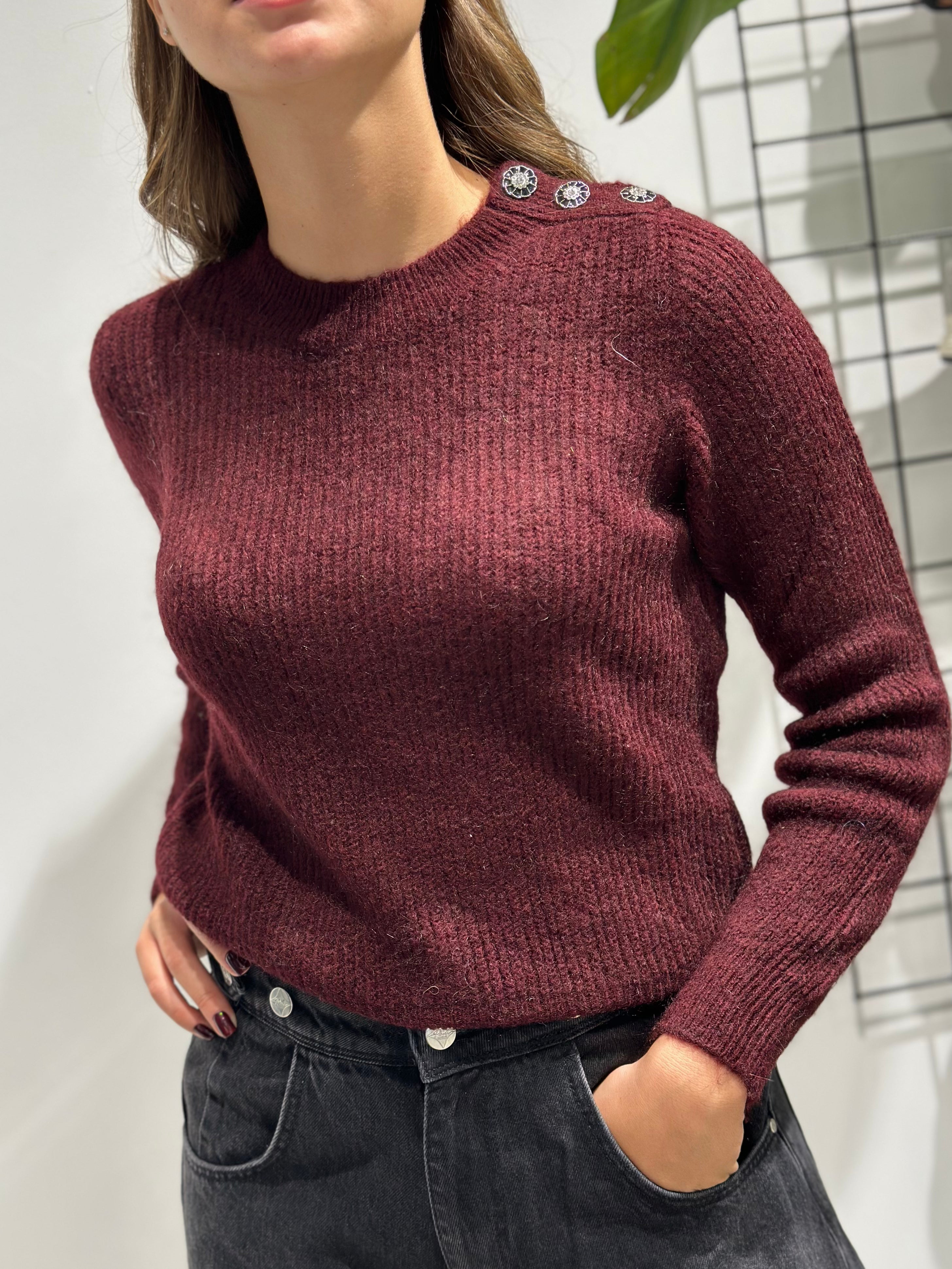 Maglione Lokita Bordeaux Bottoni (12267233542484)