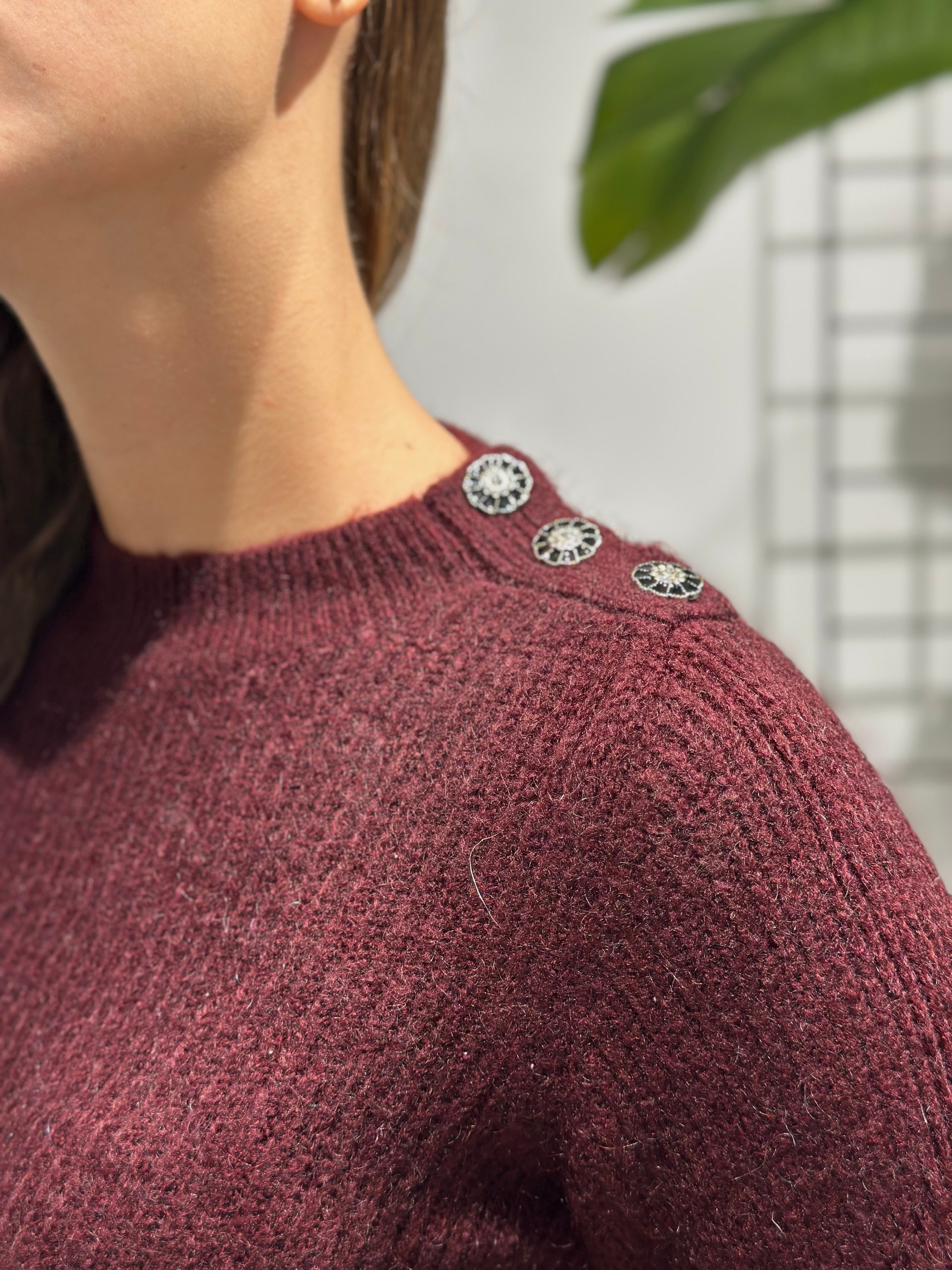 Maglione Lokita Bordeaux Bottoni (12267233542484)