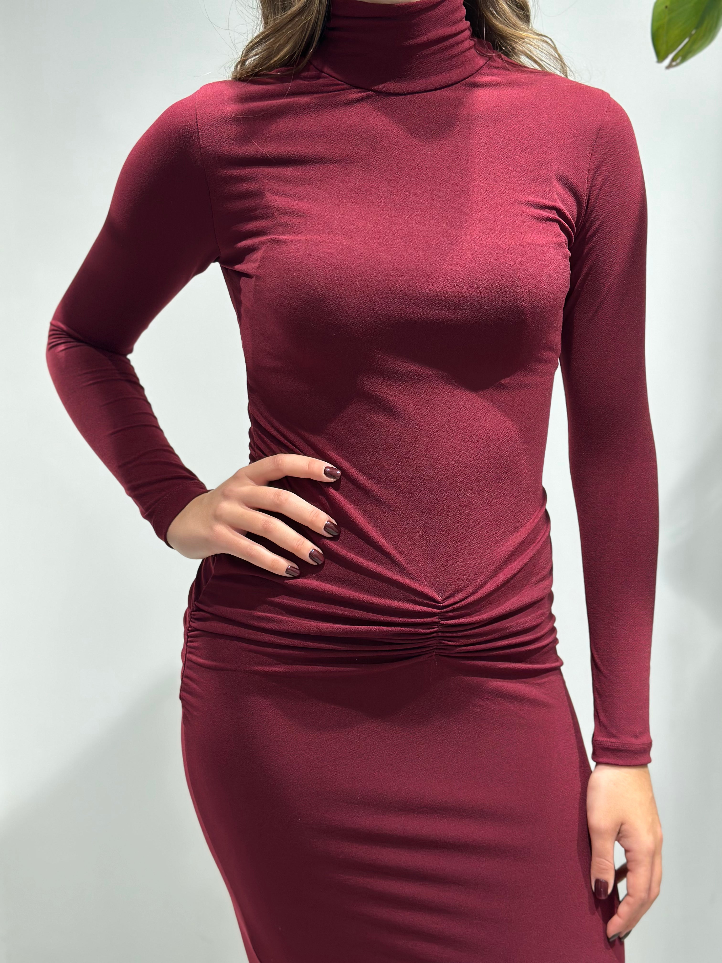 Abito Over-d arricciato bordeaux (12269287080276)