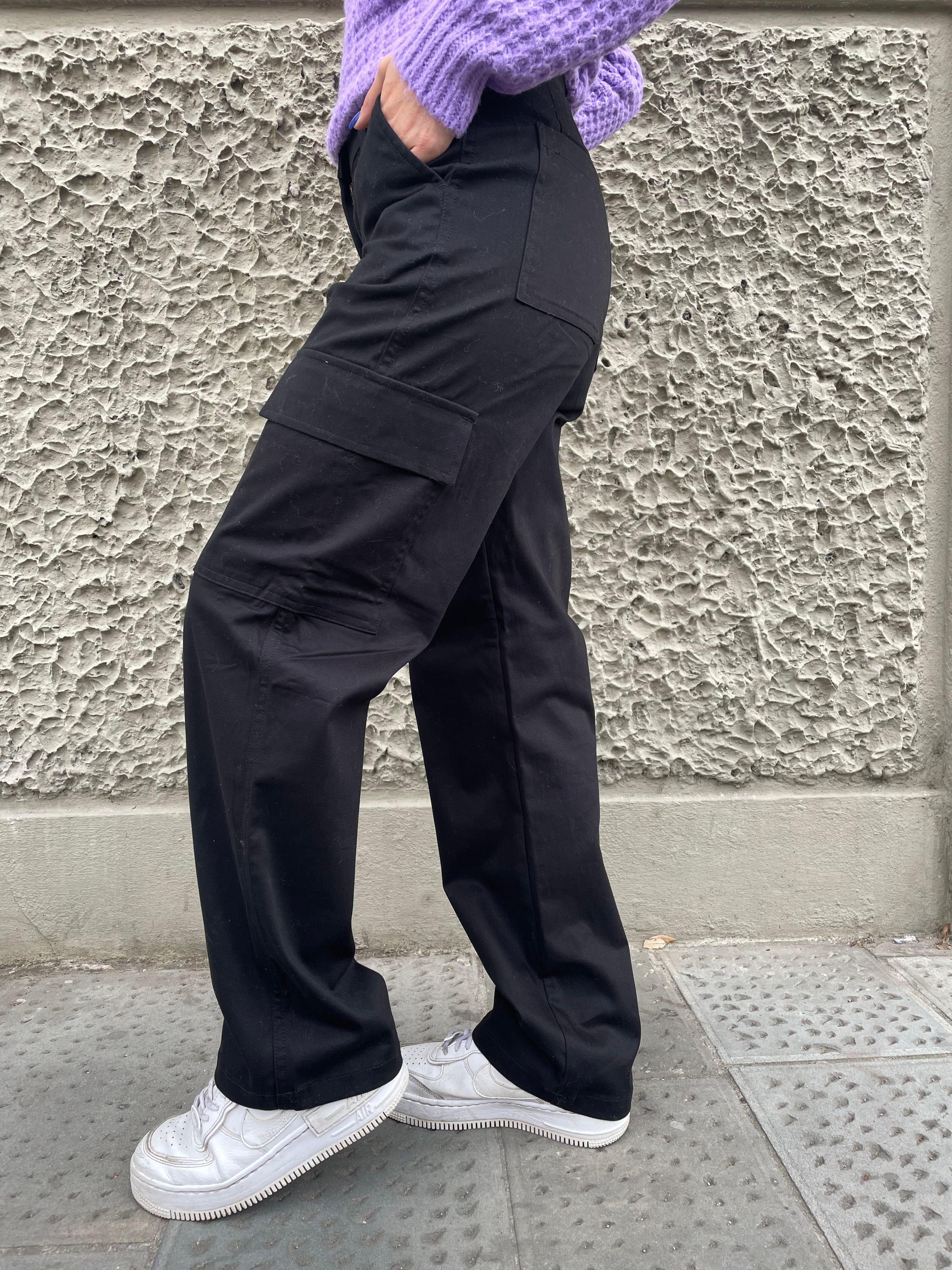 Pantalone JJXX Cargo Palazzo Nero (8612440768852)