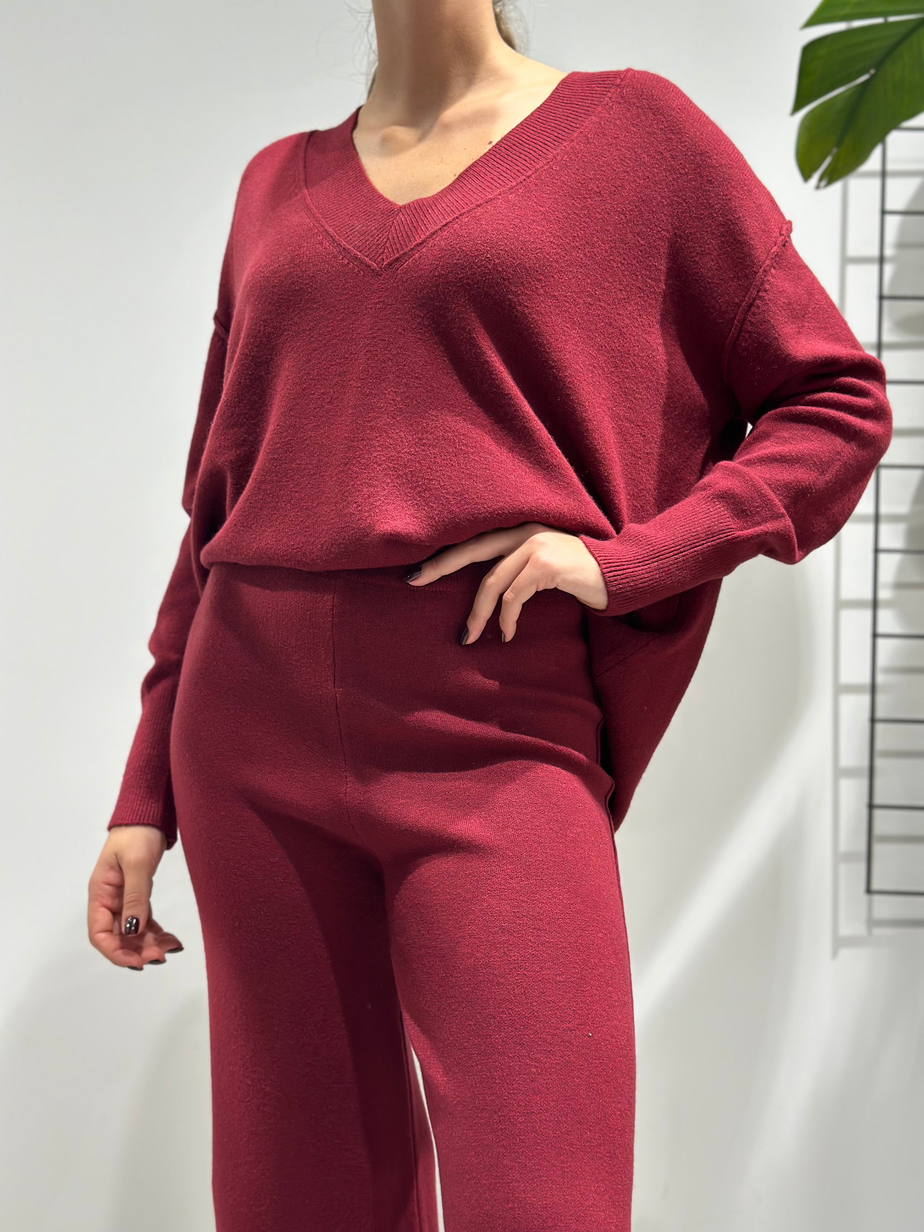 Coordinato HaveOne in maglia Bordeaux (12275489866068)