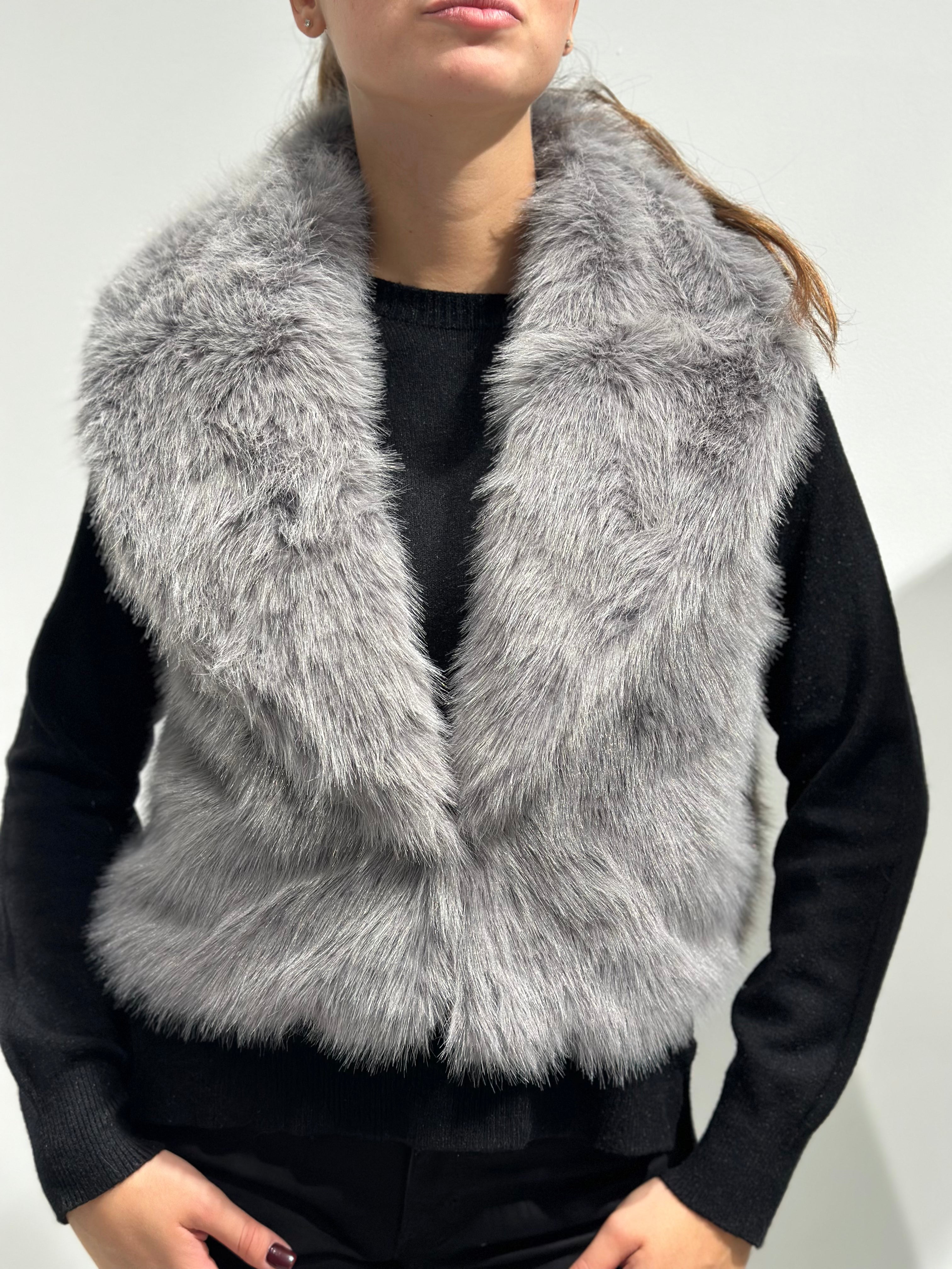 Gilet Berna Ecopelliccia Grigio (12275497173332)