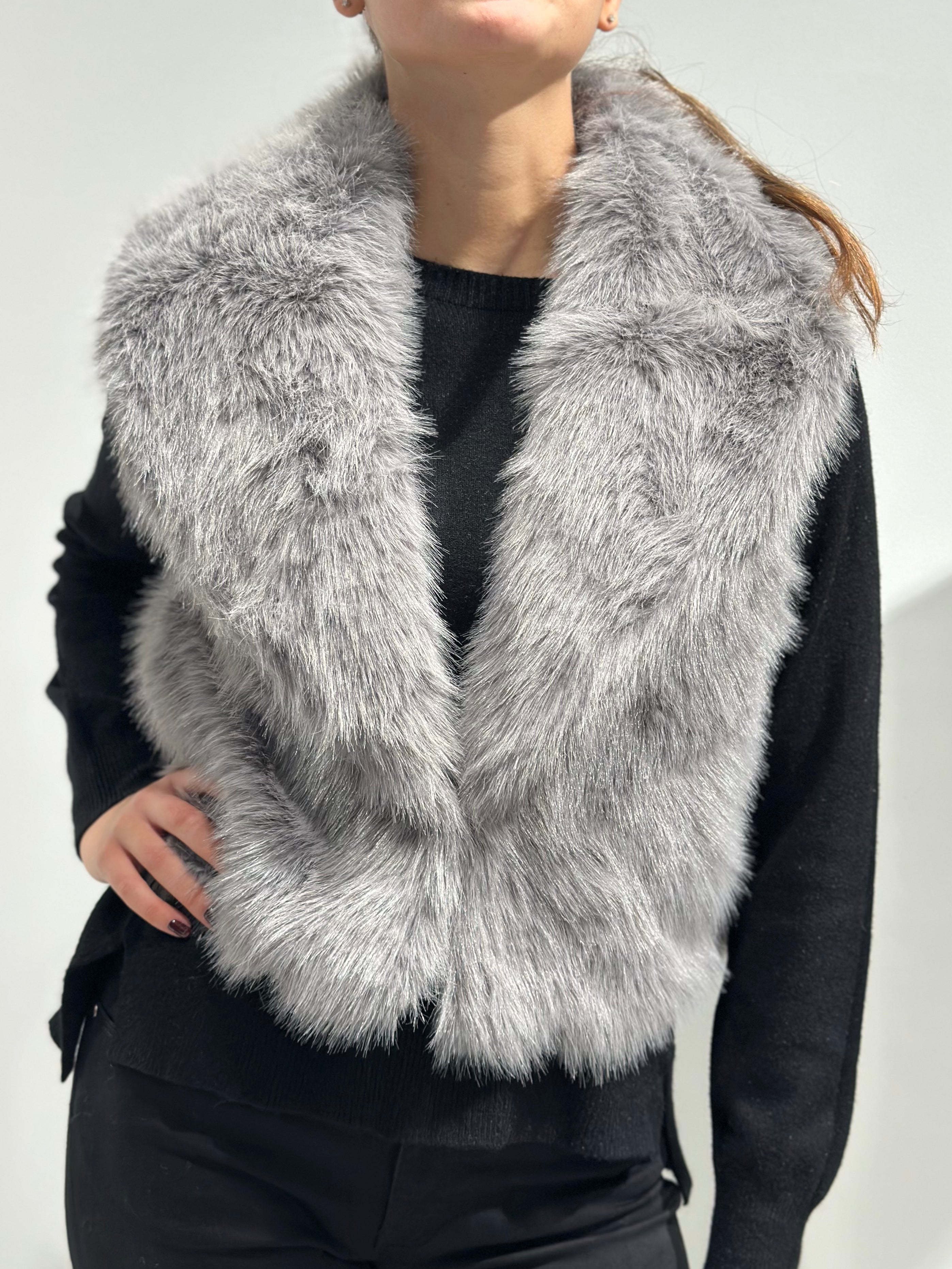 Gilet Berna Ecopelliccia Grigio (12275497173332)