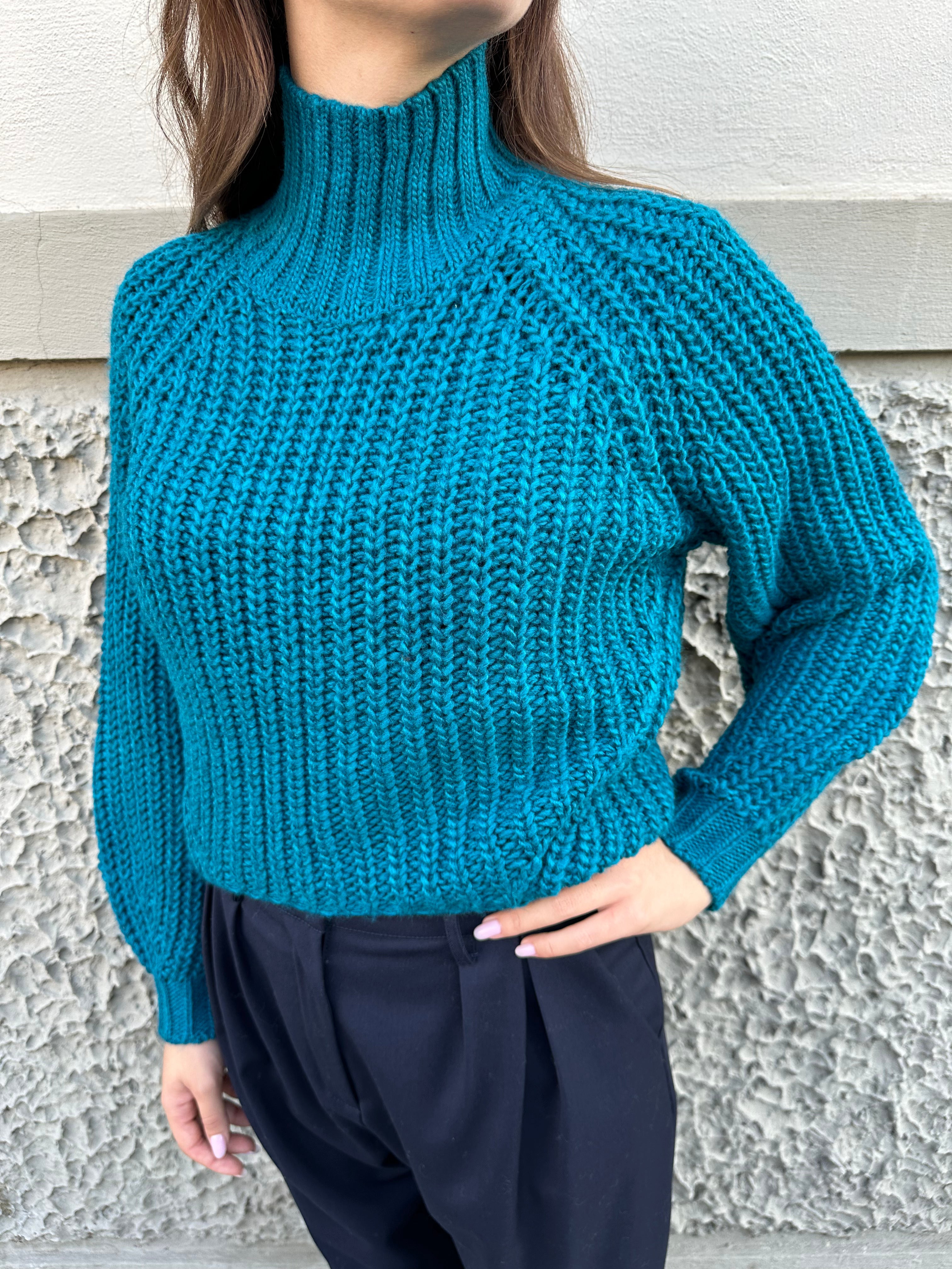 Maglione JJXX Cropped Collo Alto Petrolio (8578745041236)