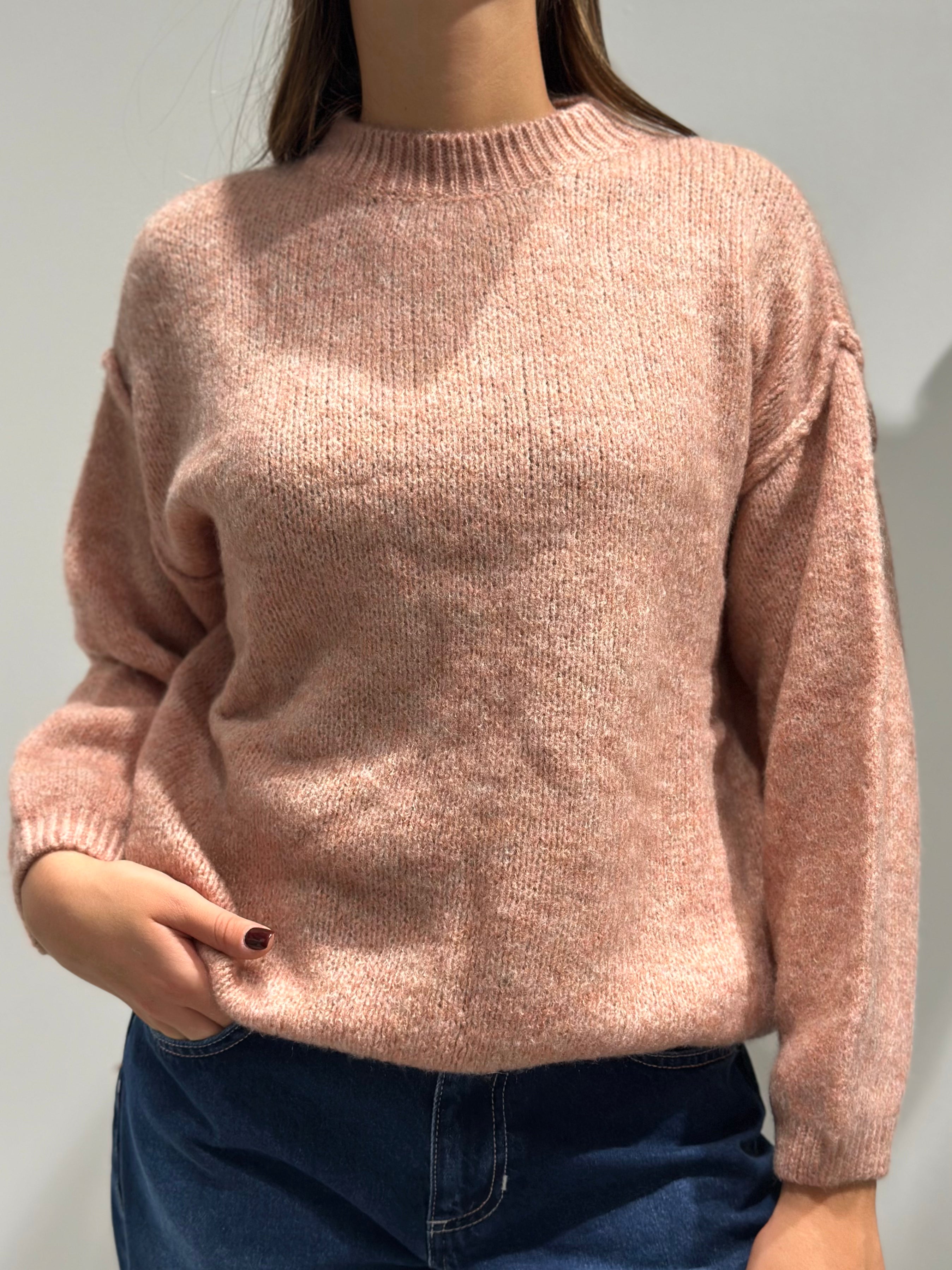 Maglione Lokita Cuciture Cipria