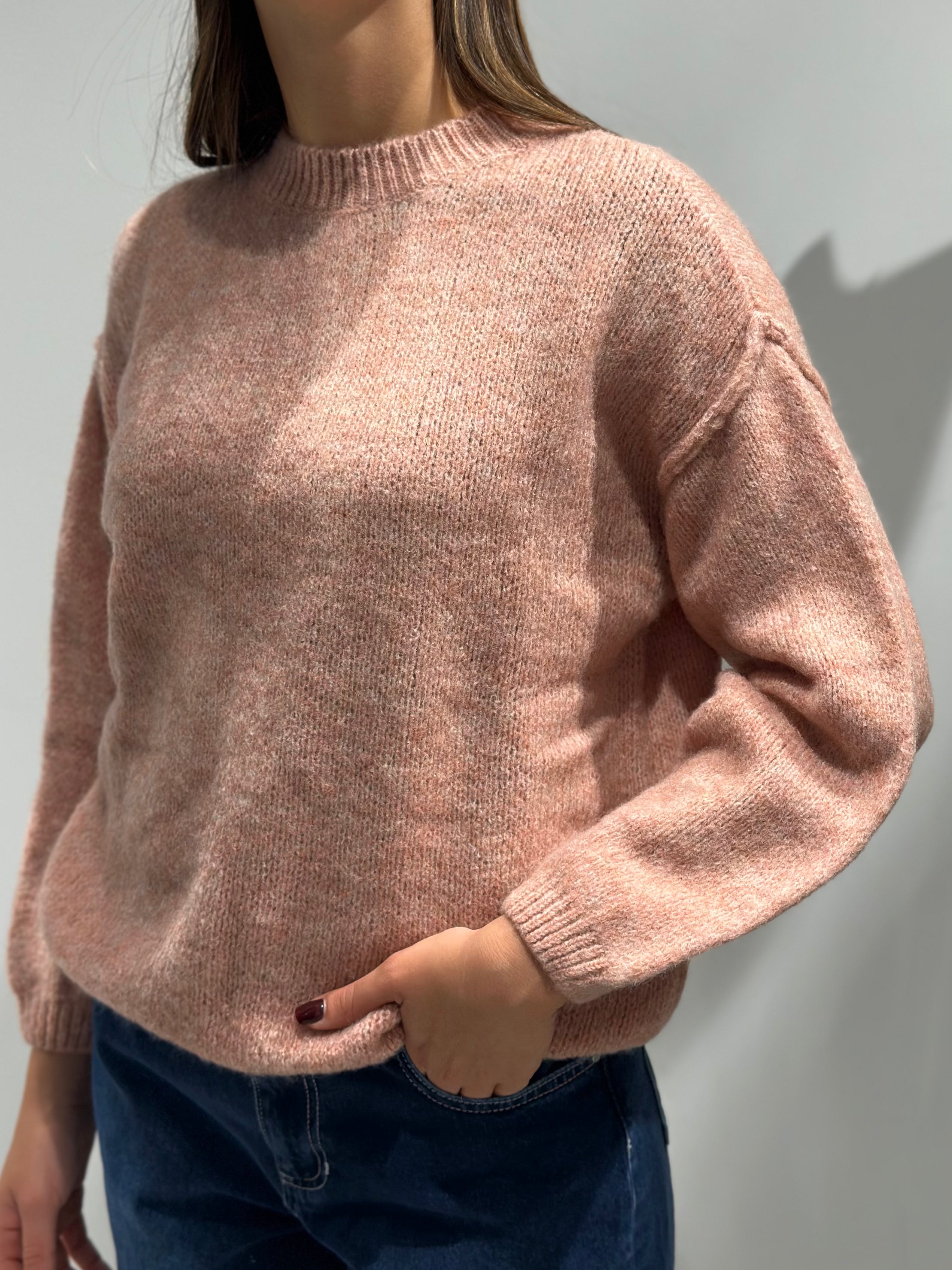 Maglione Lokita Cuciture Cipria