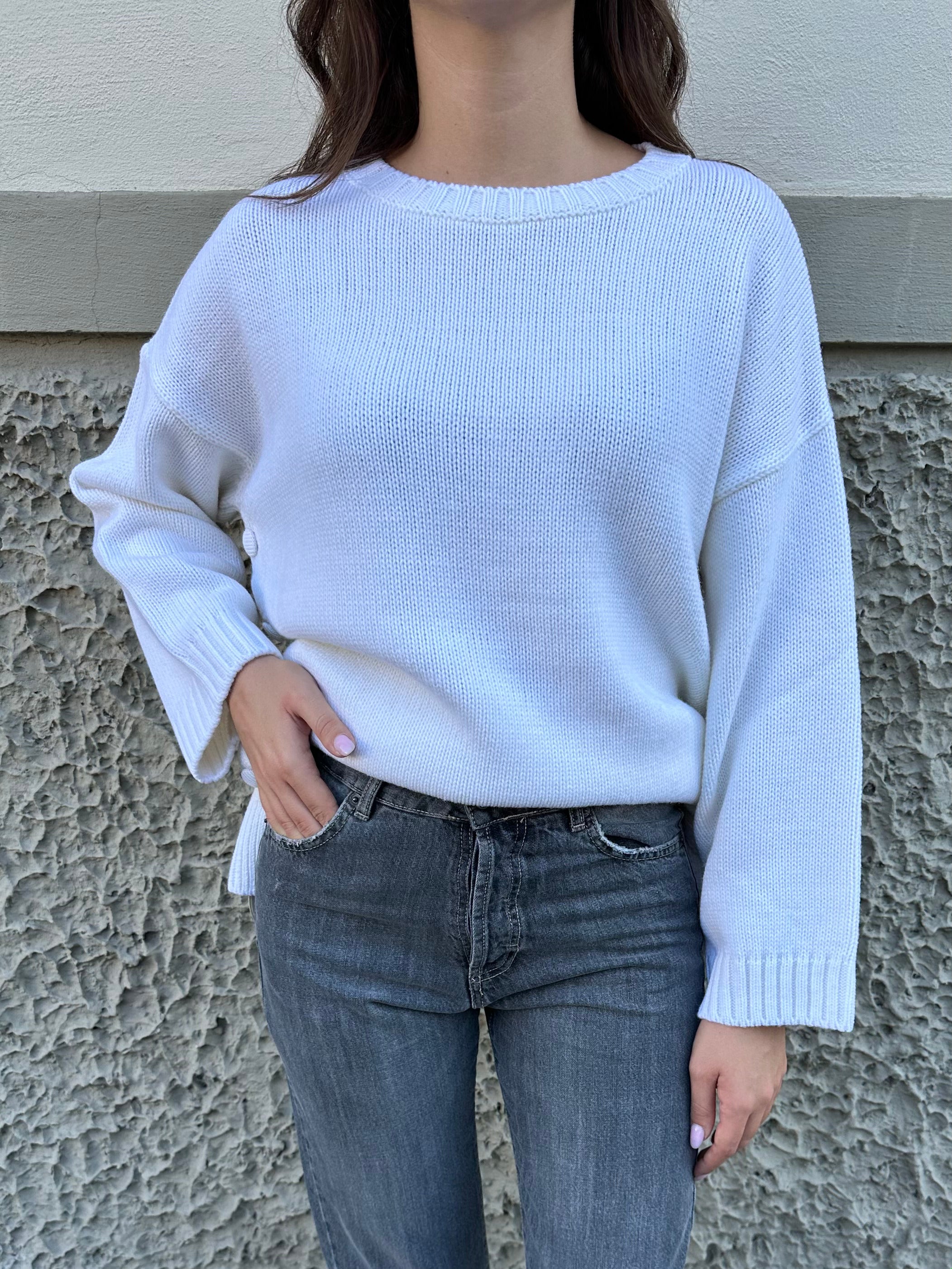 Maglione Kontatto Over Bottoni Panna (8597918187860)