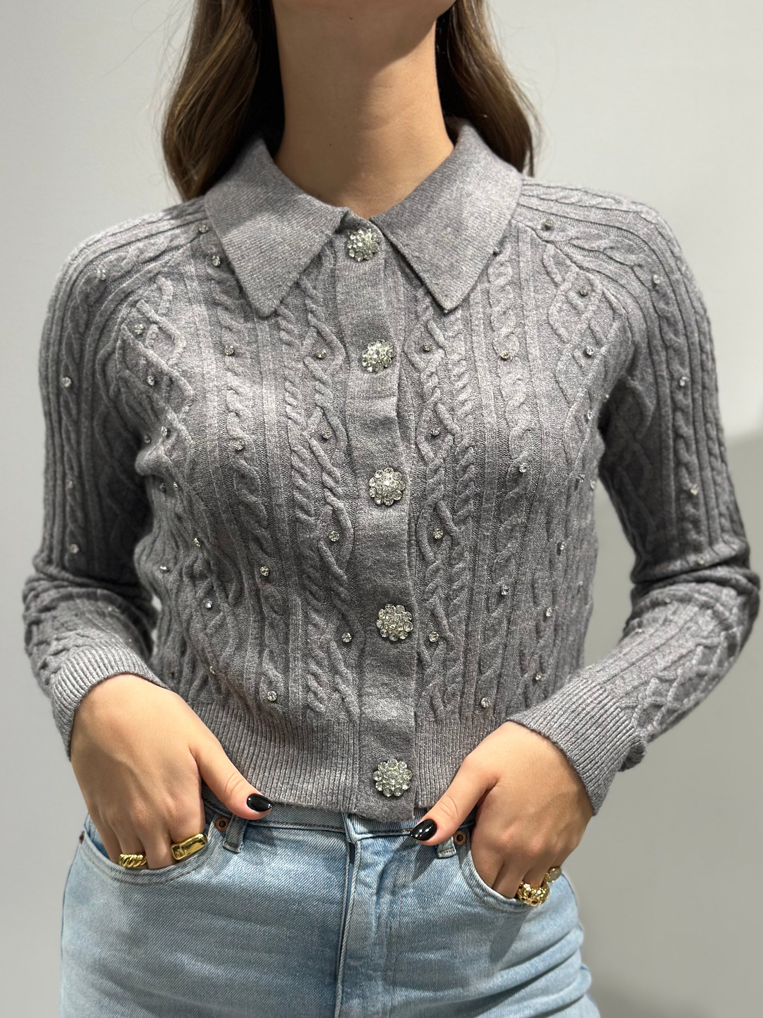 Cardigan HaveOne Polo Brillanti Grigio 050 (12321975140692)