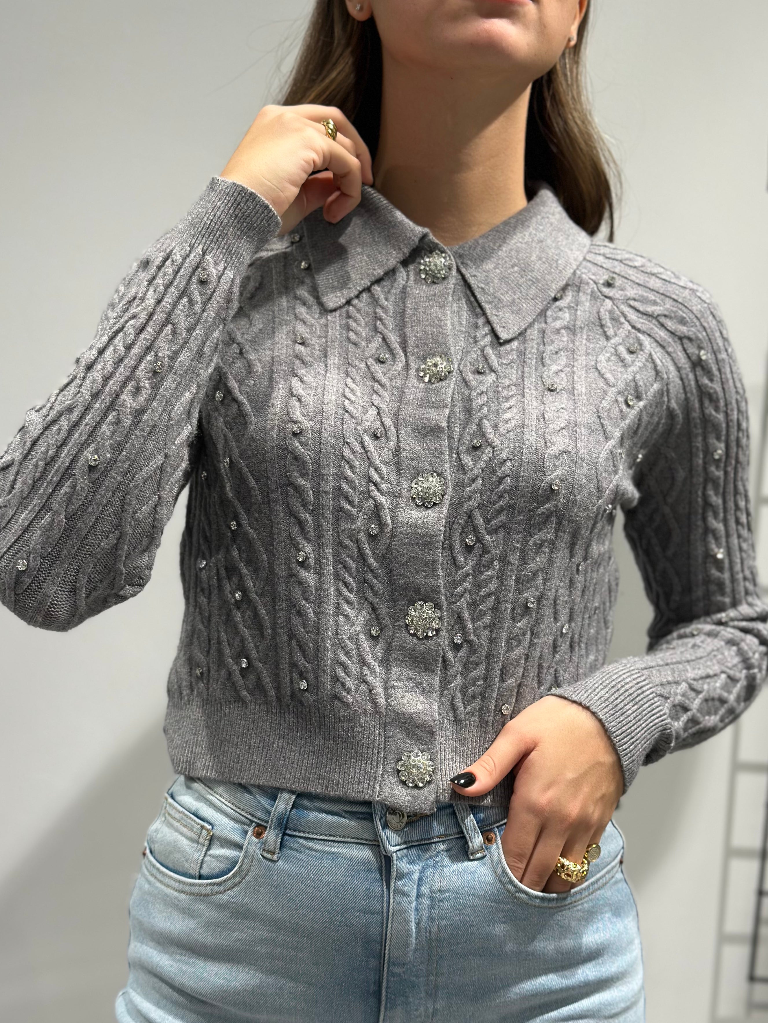 Cardigan HaveOne Polo Brillanti Grigio 050 (12321975140692)