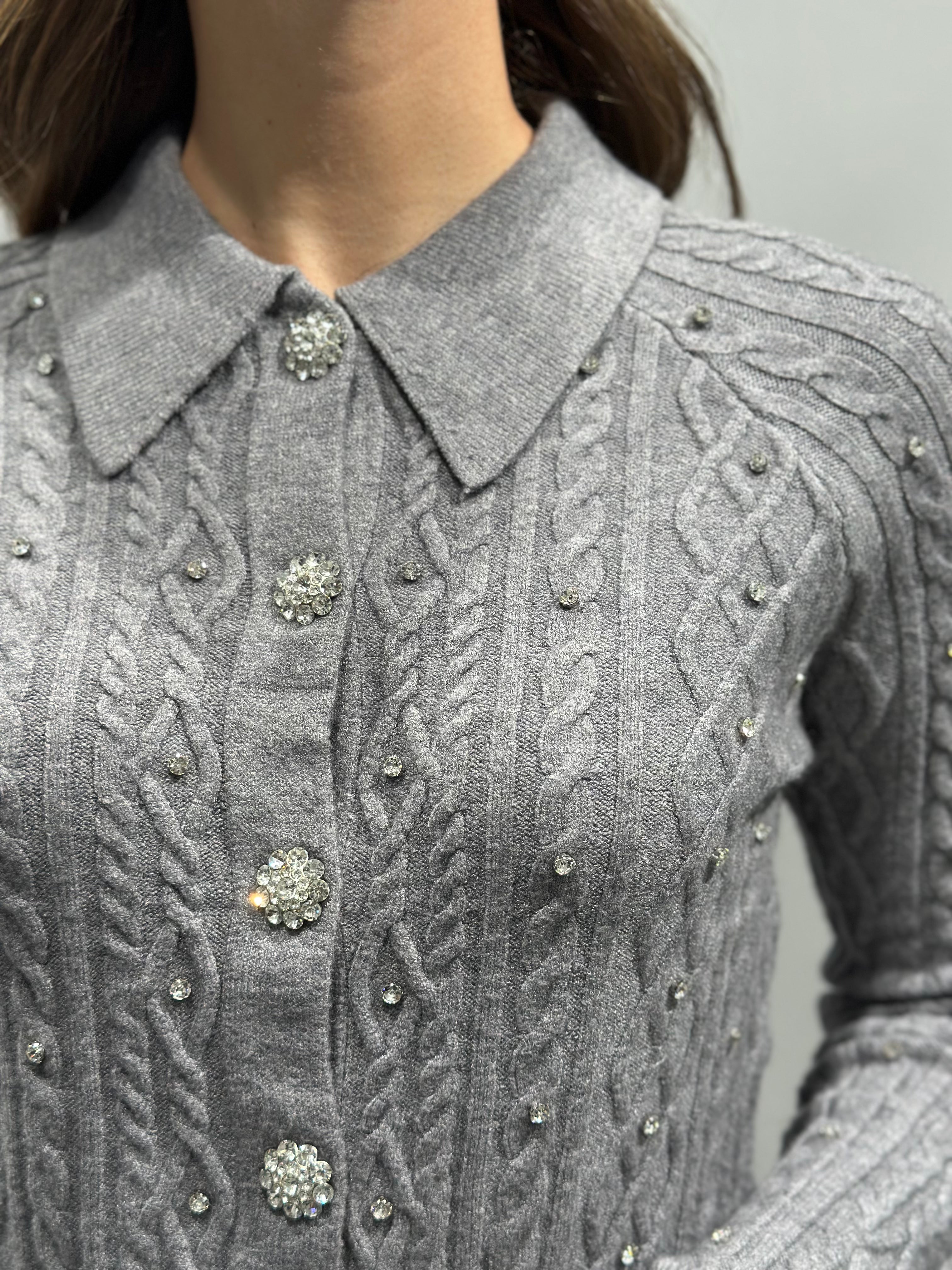 Cardigan HaveOne Polo Brillanti Grigio 050 (12321975140692)