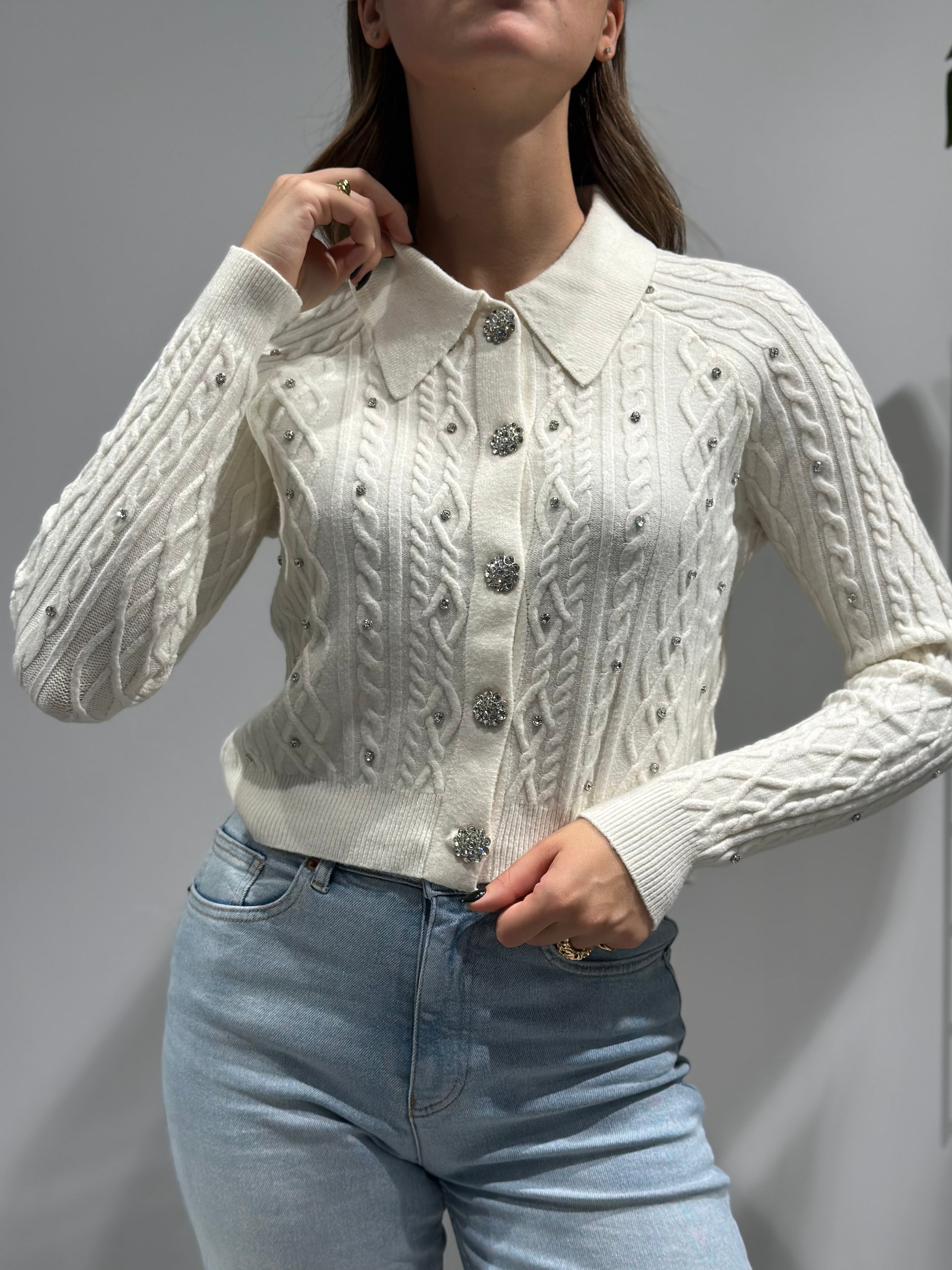 Cardigan HaveOne Polo Brillanti Panna 050 (12321975304532)