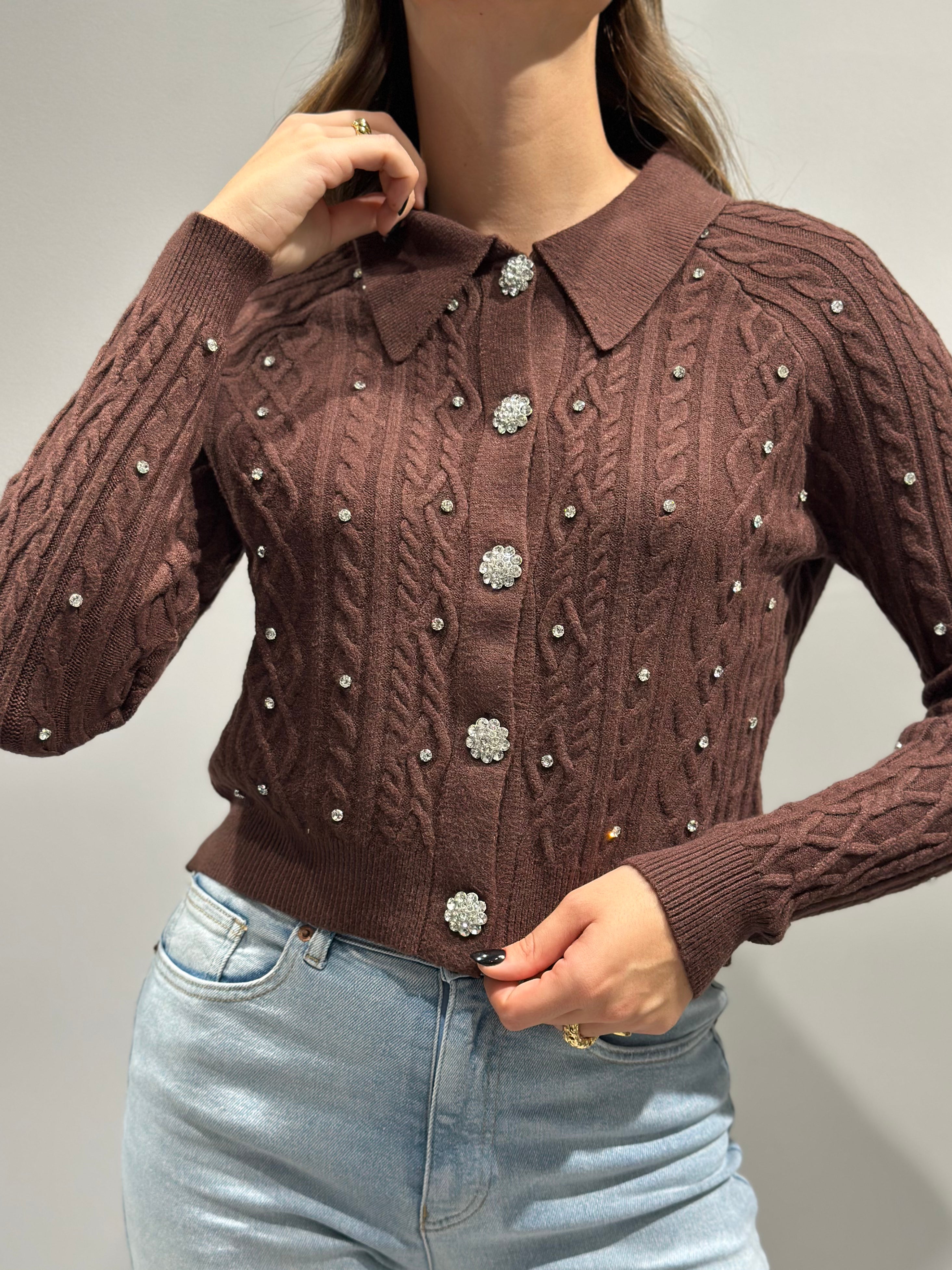 Cardigan HaveOne Polo Brillanti Moro 050 (12321973633364)