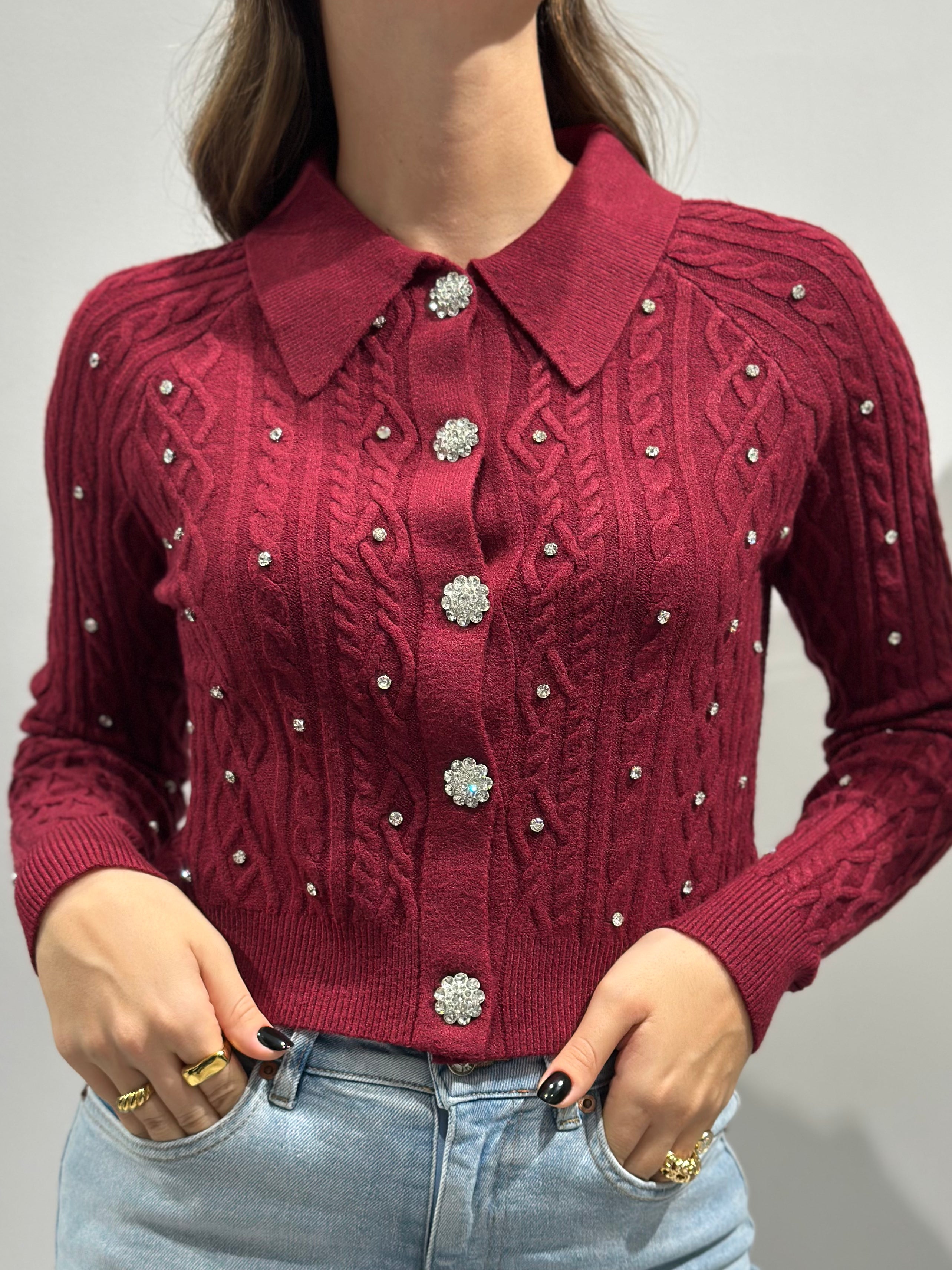 Cardigan HaveOne Polo Brillanti Bordeaux 050 (12321974911316)