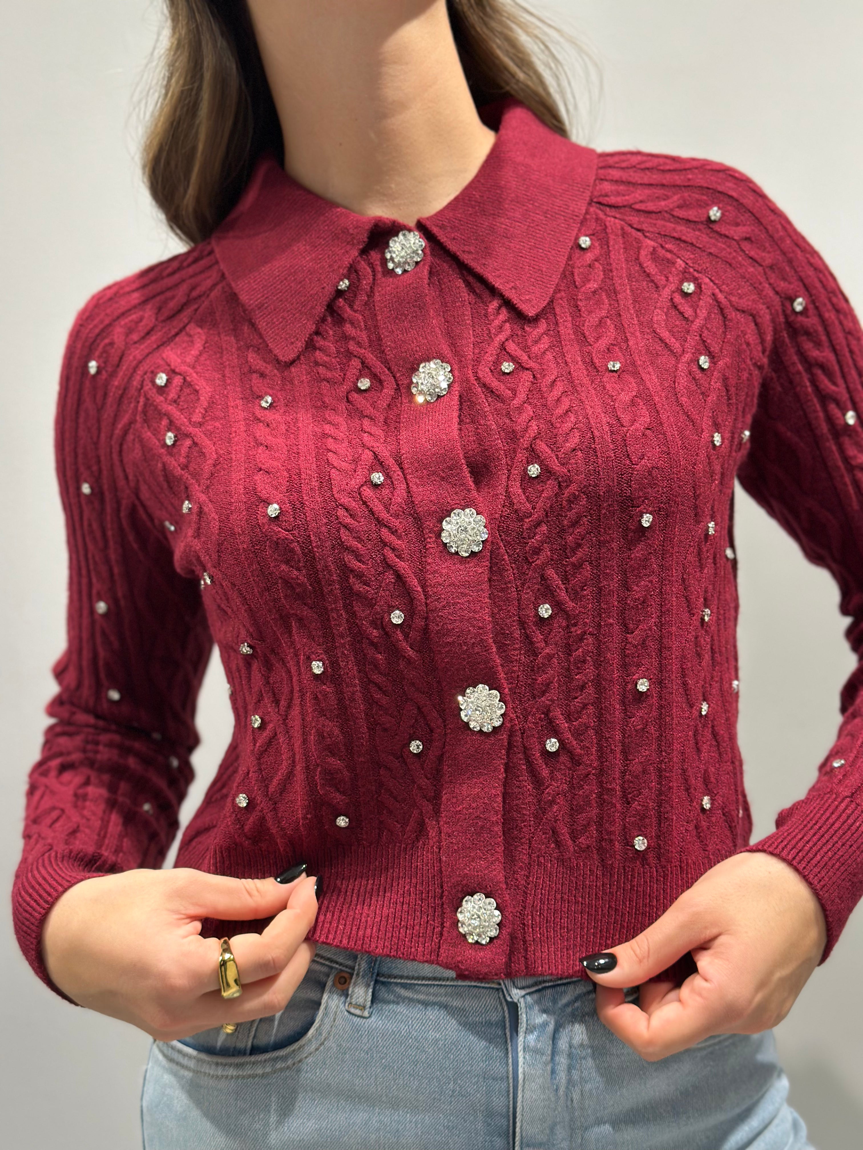 Cardigan HaveOne Polo Brillanti Bordeaux 050 (12321974911316)