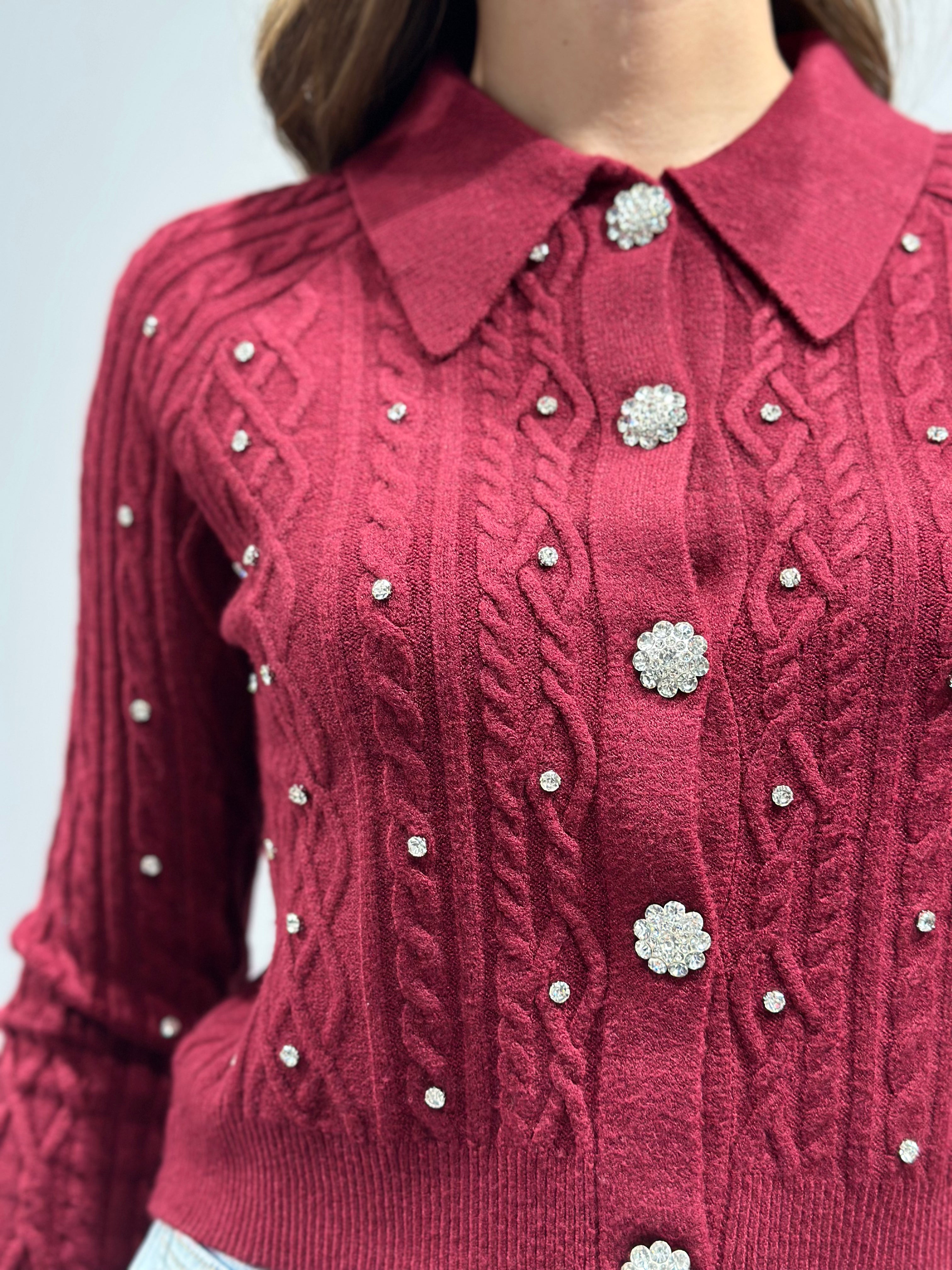 Cardigan HaveOne Polo Brillanti Bordeaux 050 (12321974911316)