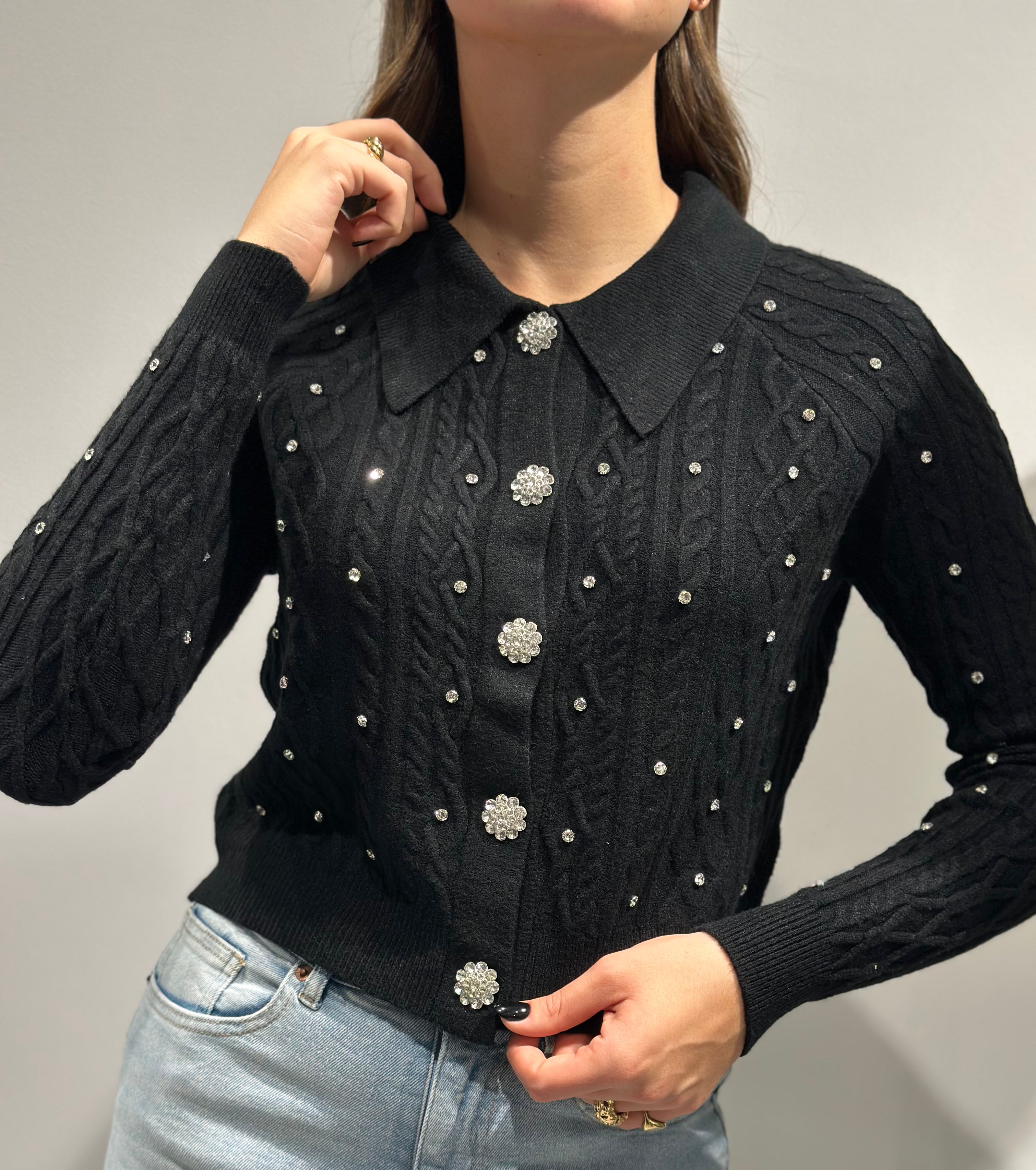 Cardigan HaveOne Polo Brillanti Nero 050 (12321975533908)