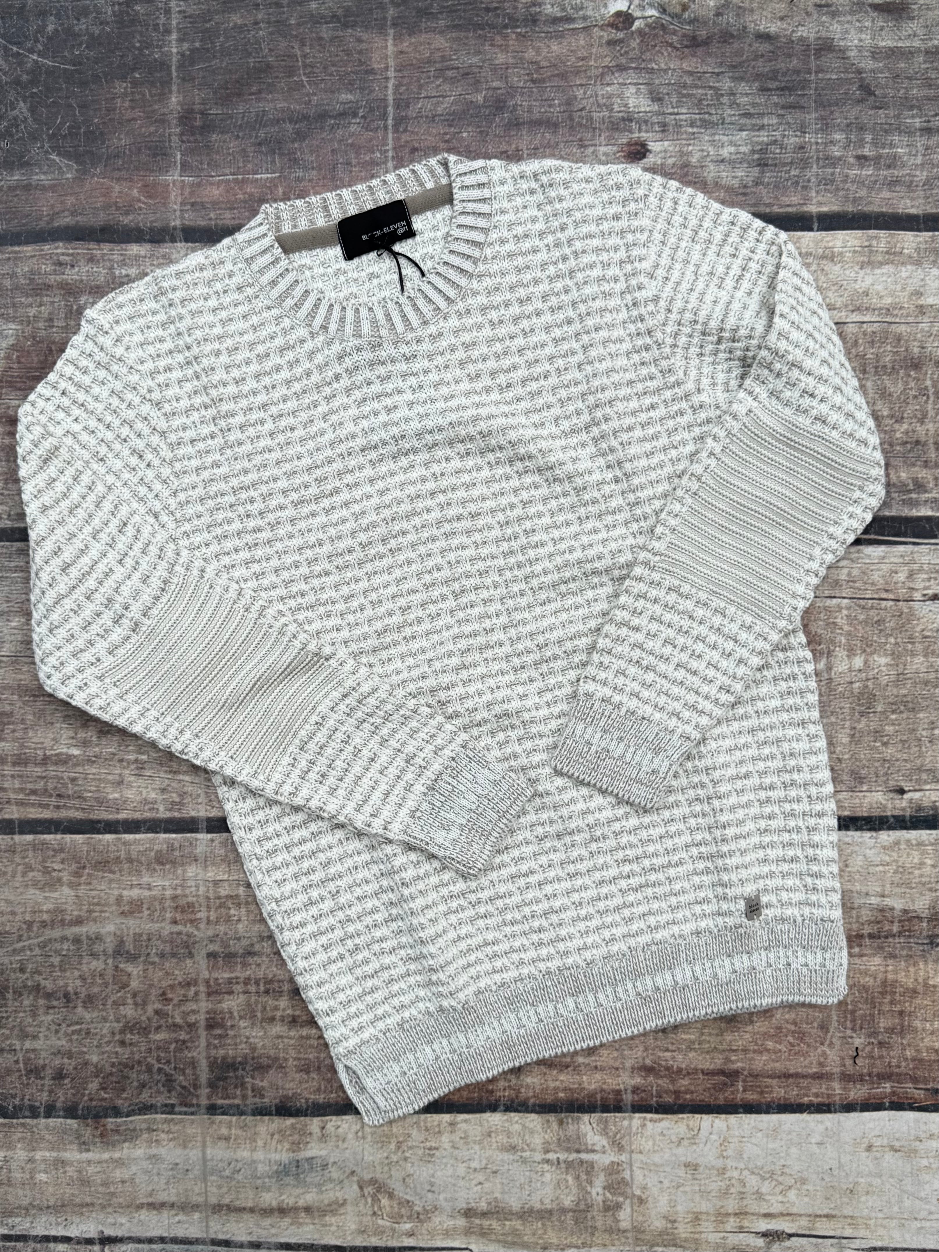 Maglione Block Eleven Bellini Bicolour Panna-Fango (12247763124564)