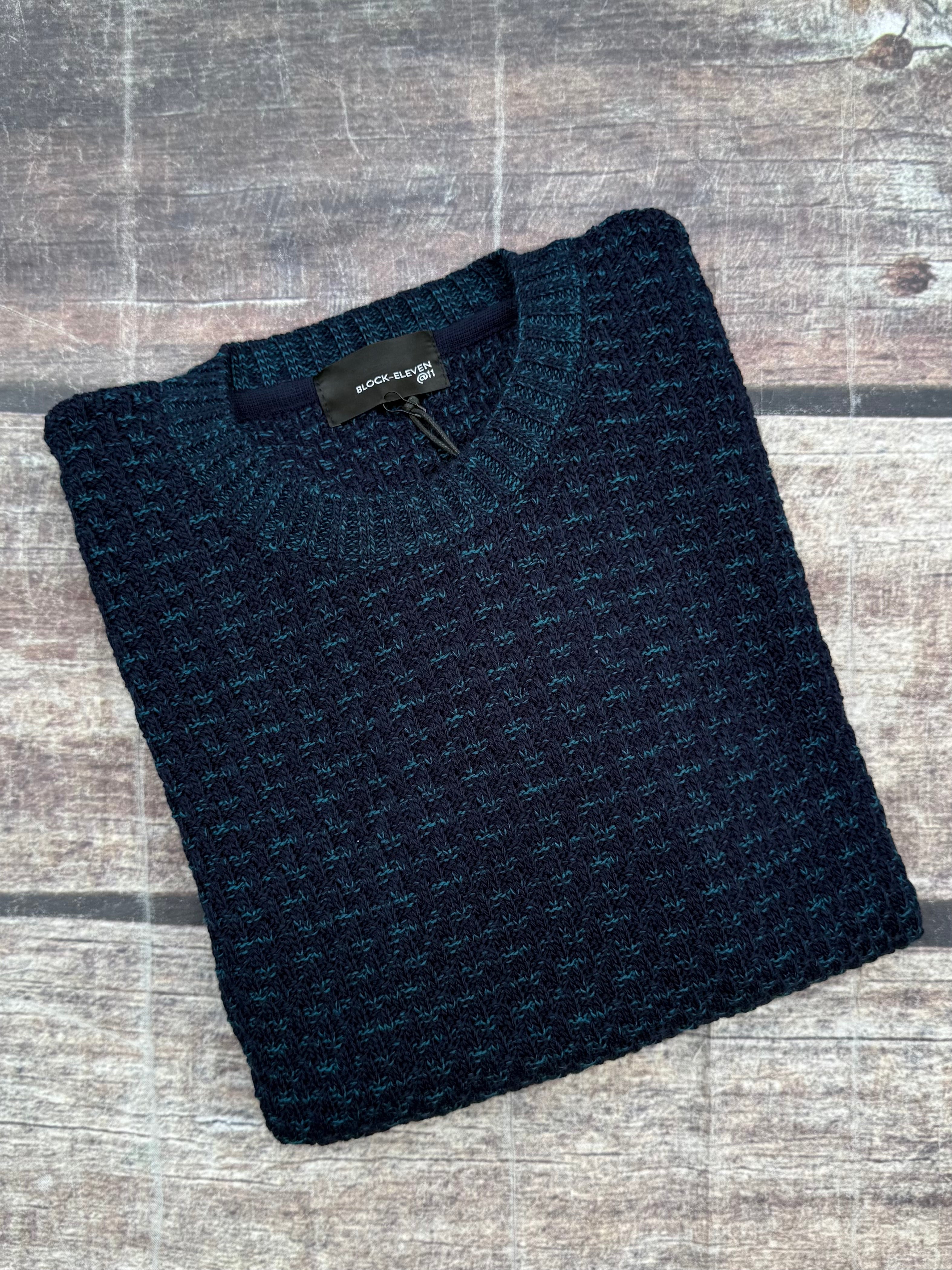 Maglione Block Eleven Bellini Bicolour Blu-Petrolio (12247764762964)
