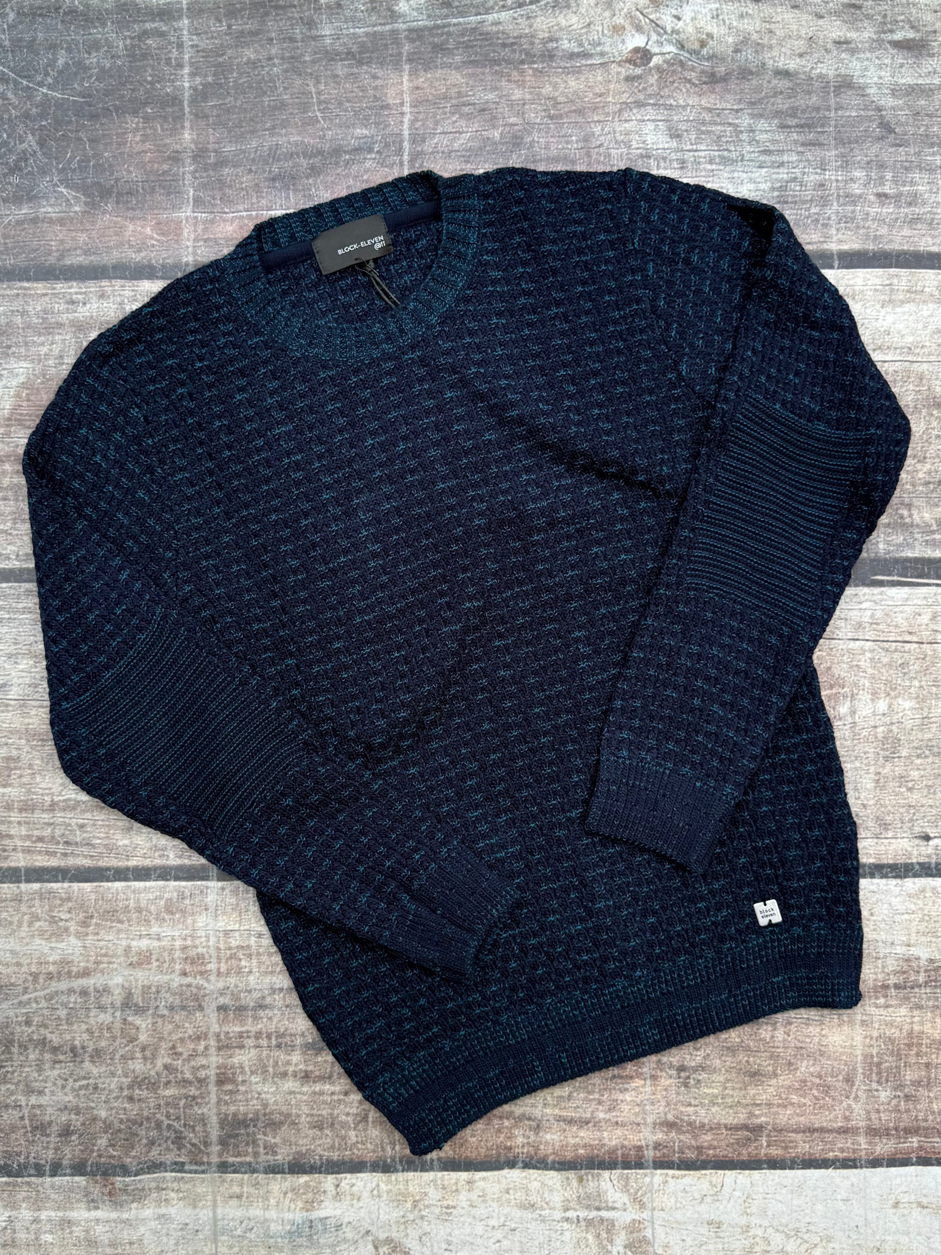Maglione Block Eleven Bellini Bicolour Blu-Petrolio (12247764762964)