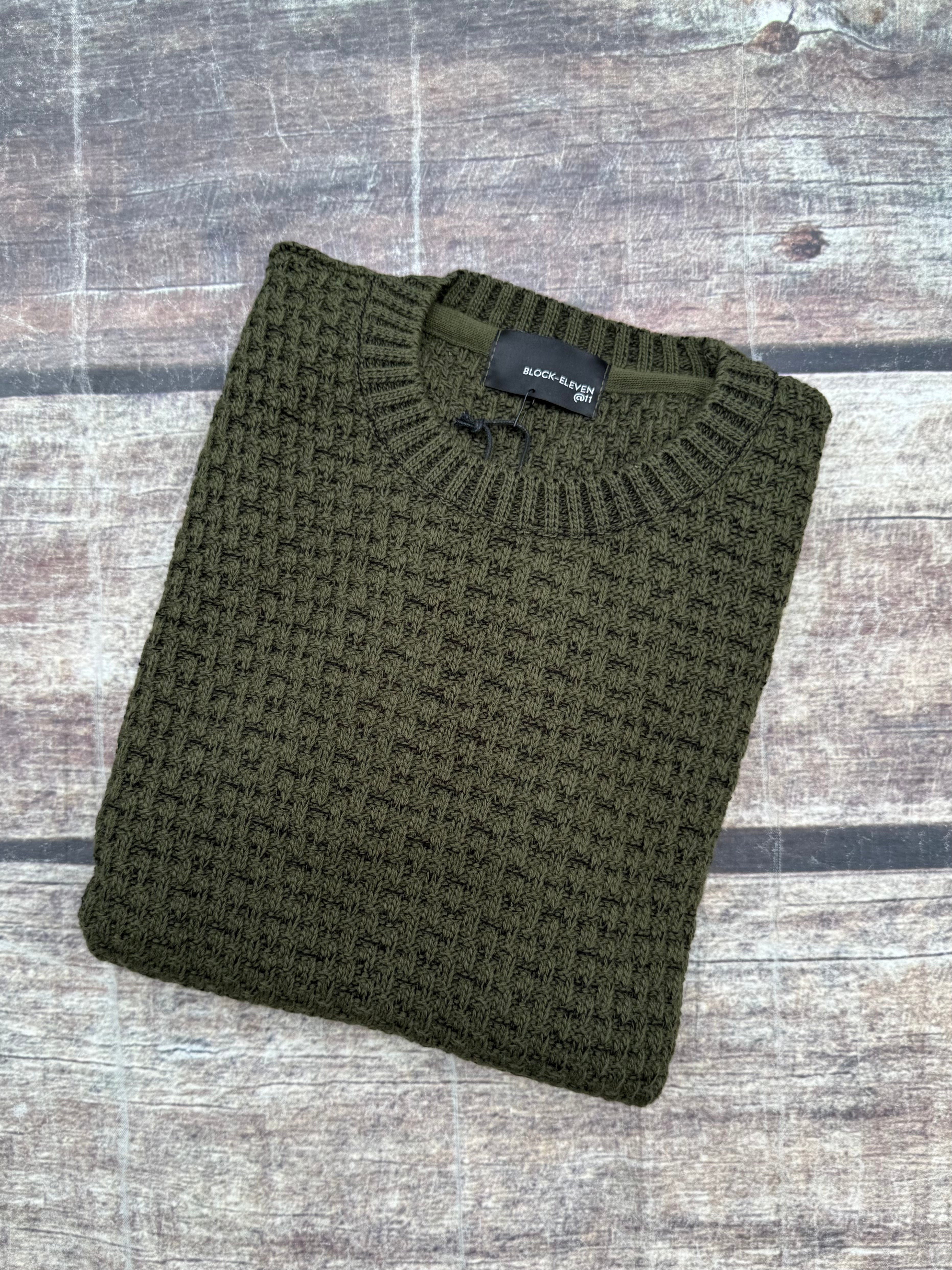 Maglione Block Eleven Bellini Bicolour Militare-Nero (12247765418324)